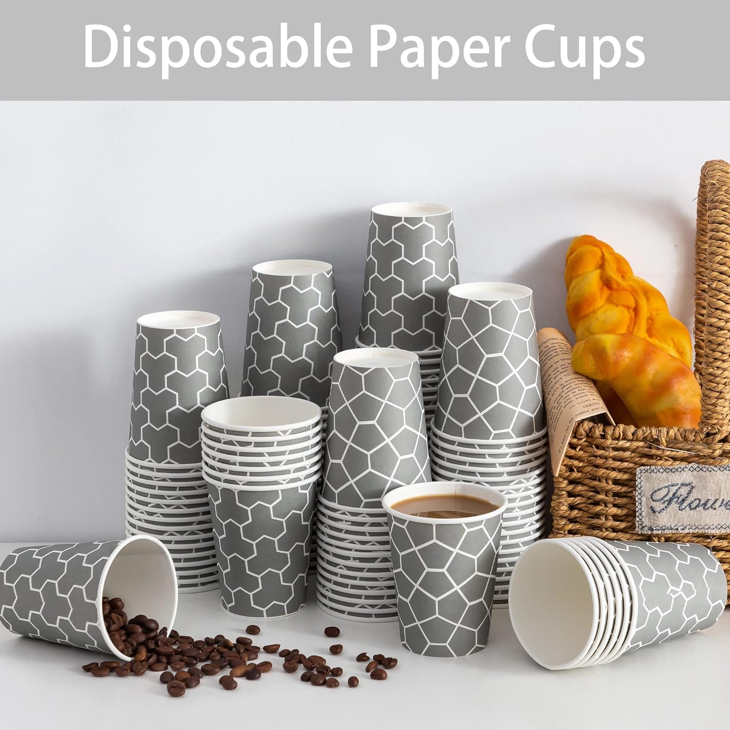 12 oz Disposable Paper Coffee Cups [1000 Count] - Thickened Insulated Hot & Cold Drink Cups for Cafes, Office, Parties, Travel - Perfect for Coffee, Tea, Hot Chocolate & Iced Beverages