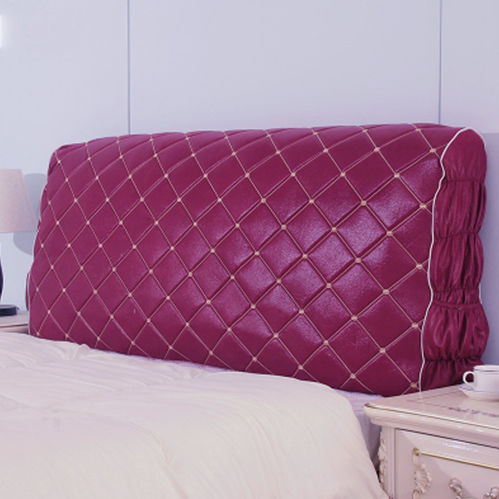 Stretch PU Leather Headboard Cover - Dustproof Solid Color Slipcover for Twin Bed - Purple Bed Headboard Protector for Bedroom Decor & Home Styling