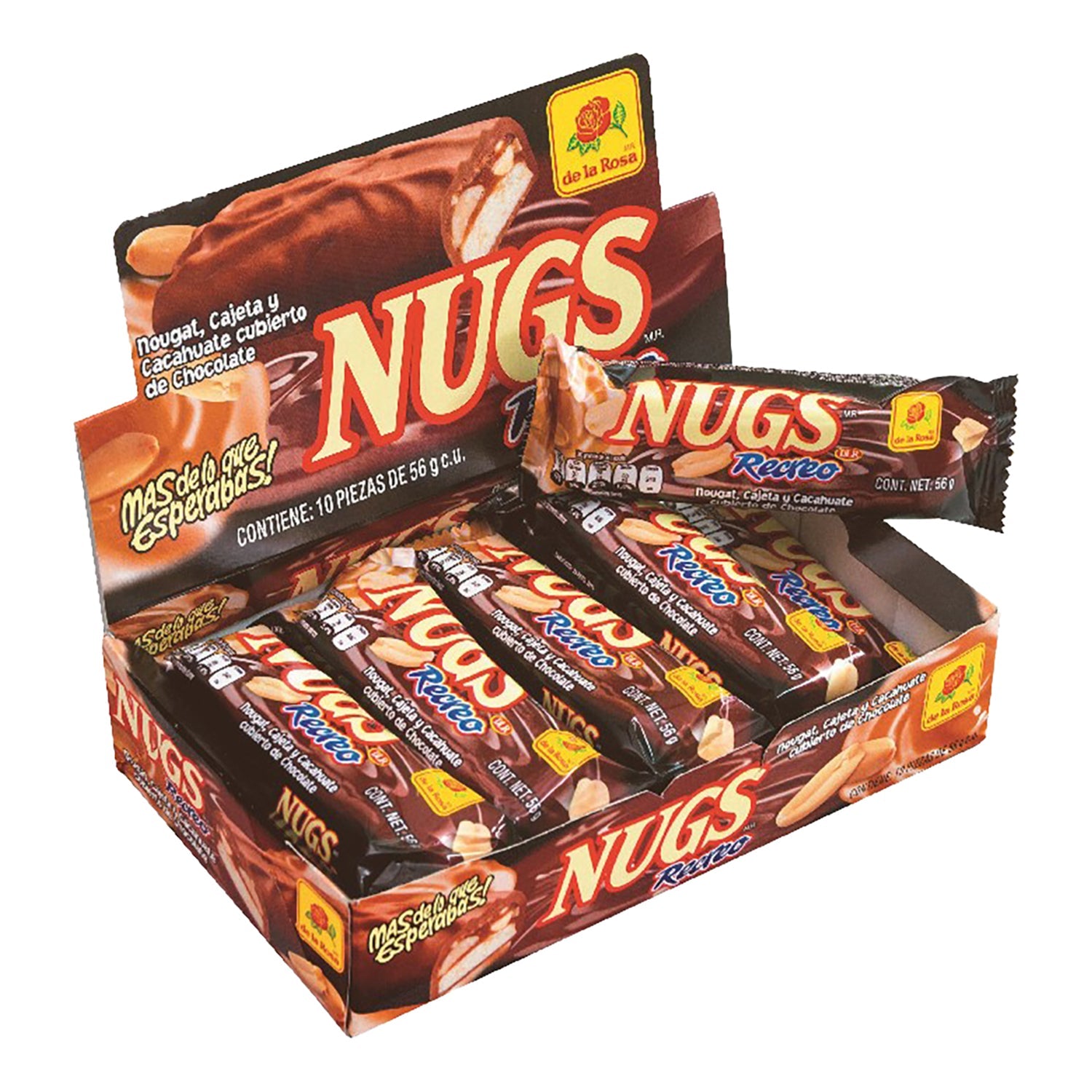 De La Rosa Nugs Recreo Mexican Candy - 10ct Box of Delicious Peanut Marzipan Treats | Perfect for Parties, Gifts & Snacking