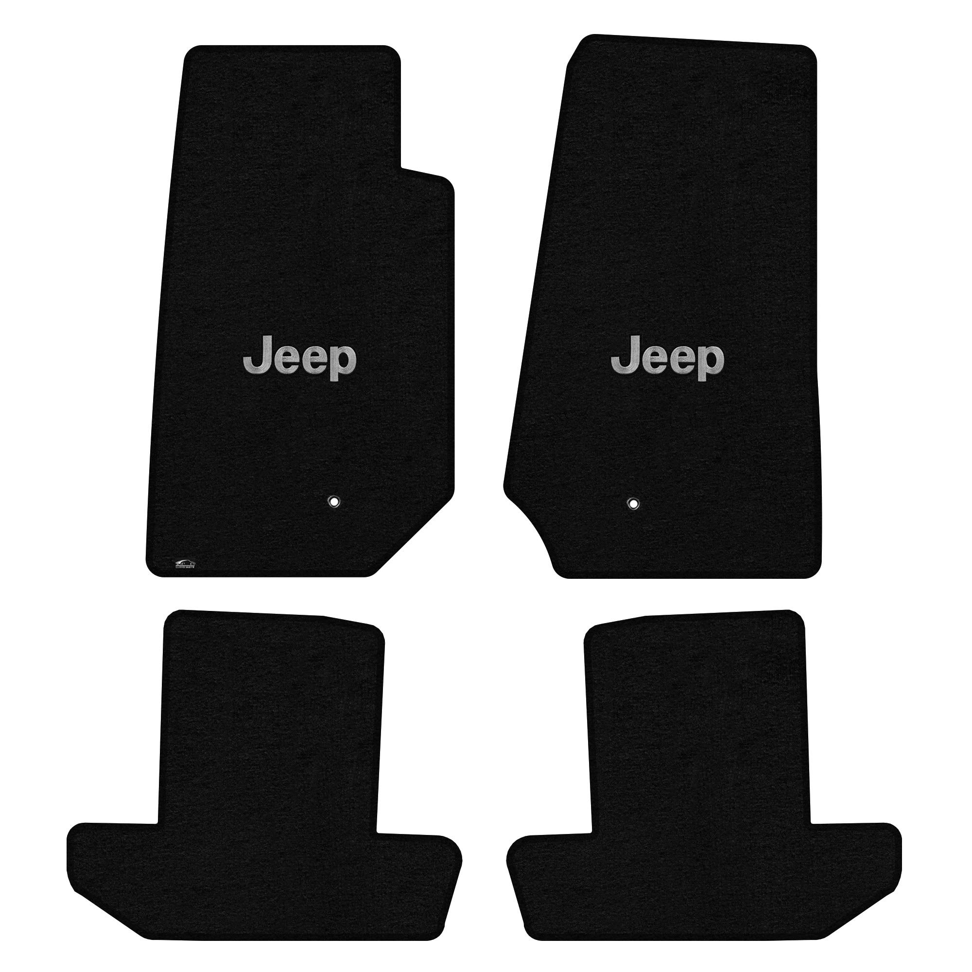 Premium Custom-Fit Carpeted Floor Mats for Jeep Wrangler 2007-2010 - Black 4-Piece Set with 'Jeep' Logo | Luxury Car Floor Liners for Enhanced Comfort & Protection | Perfect for Off-Roading, Daily Commutes & All-Weather Use