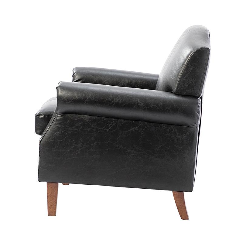 Gianfranco Vegan Leather Armchair with Sturdy Wooden Legs - Modern Vegan Leather Lounge Chair for Living Room, Office & Reading Nook - Eco-Friendly Faux Leather Accent Chair