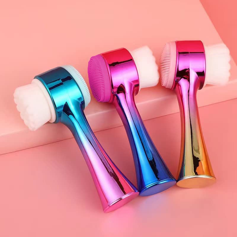 2-in-1 Double-Sided Facial Cleansing Brush with Soft Bristles - Deep Pore Exfoliation, Makeup Removal & Massage (Blue) | Gentle Skin Care for Daily Cleansing & Spa-Like Experience at Home