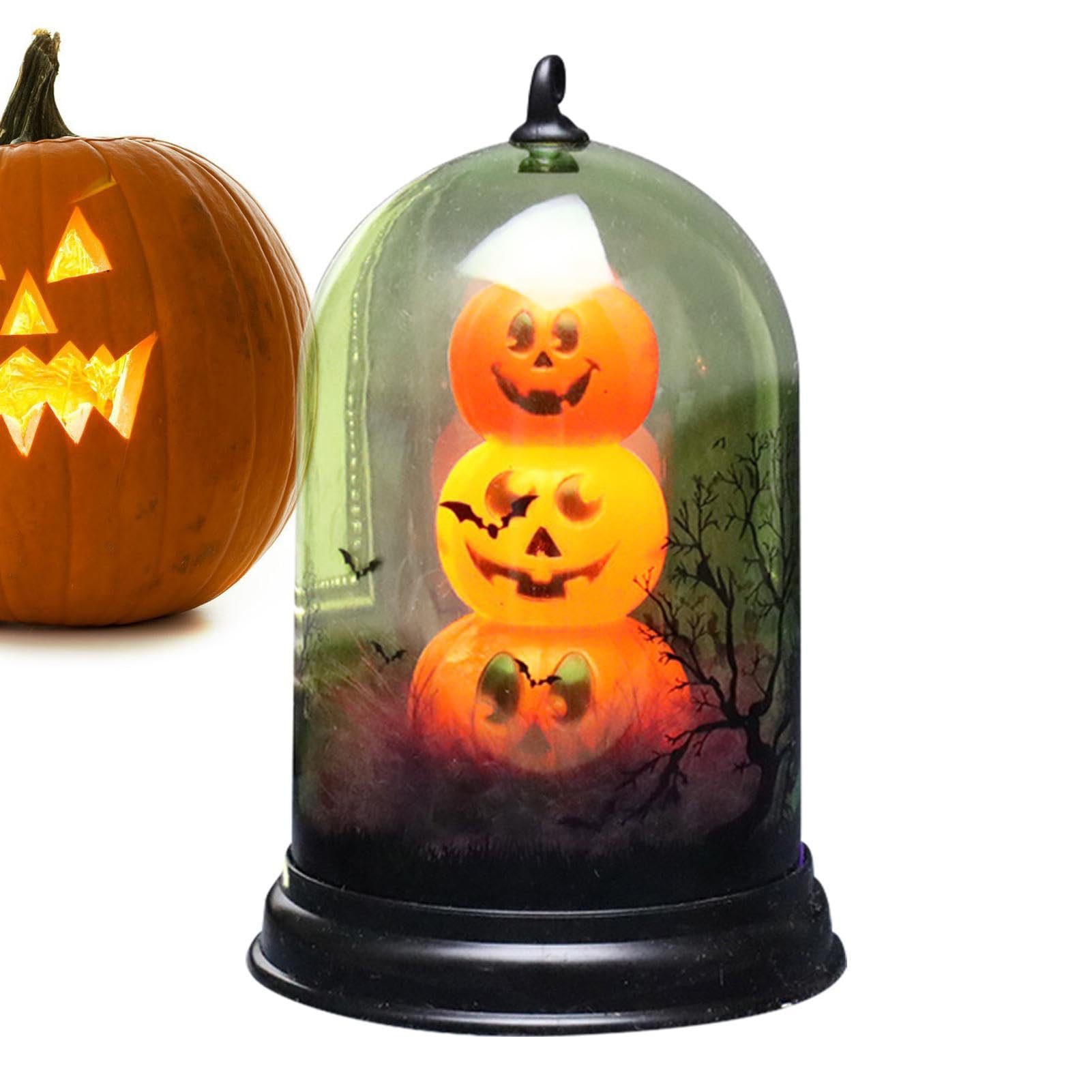Spooky Halloween LED Table Lantern - Battery Operated Skeleton Pumpkin Light Decor for Halloween Party Supplies | Indoor & Outdoor Halloween Decoration, Haunted House Lighting, Trick-or-Treat Display