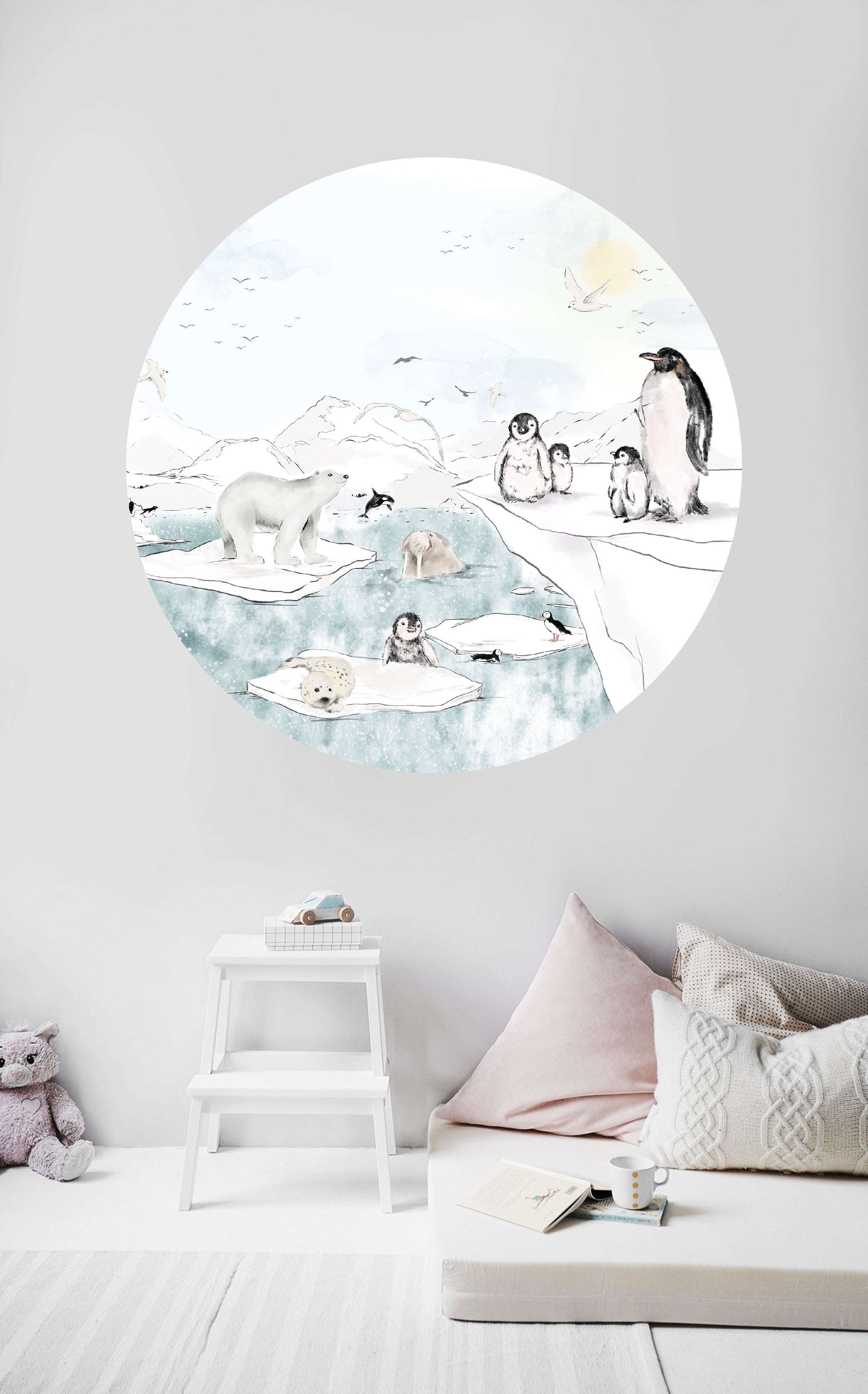 Antarctica Round Wall Sticker - Decorative Vinyl Wall Decal for Home, Nursery, Office & Classroom Decor