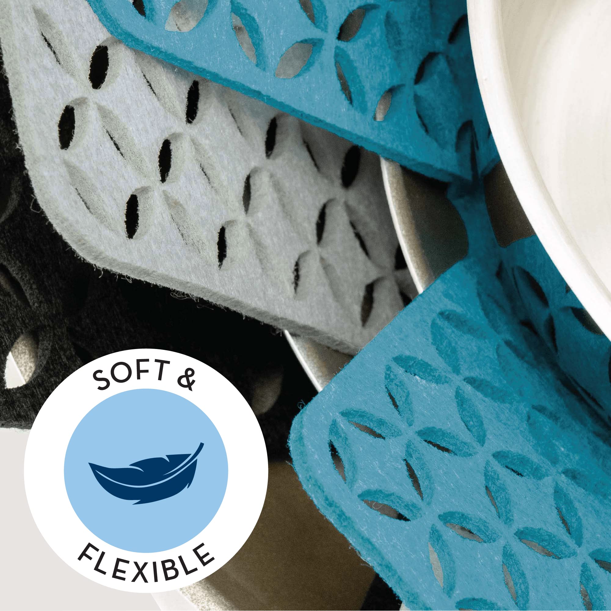 S&T INC. Non-Slip Felt Pot and Pan Protectors - 3-Pack Stackable Cookware Separators for Kitchen Organization (13.8