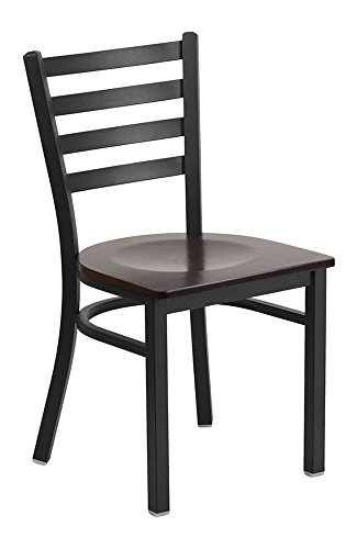 Walnut Wood Seat/Black Metal Frame