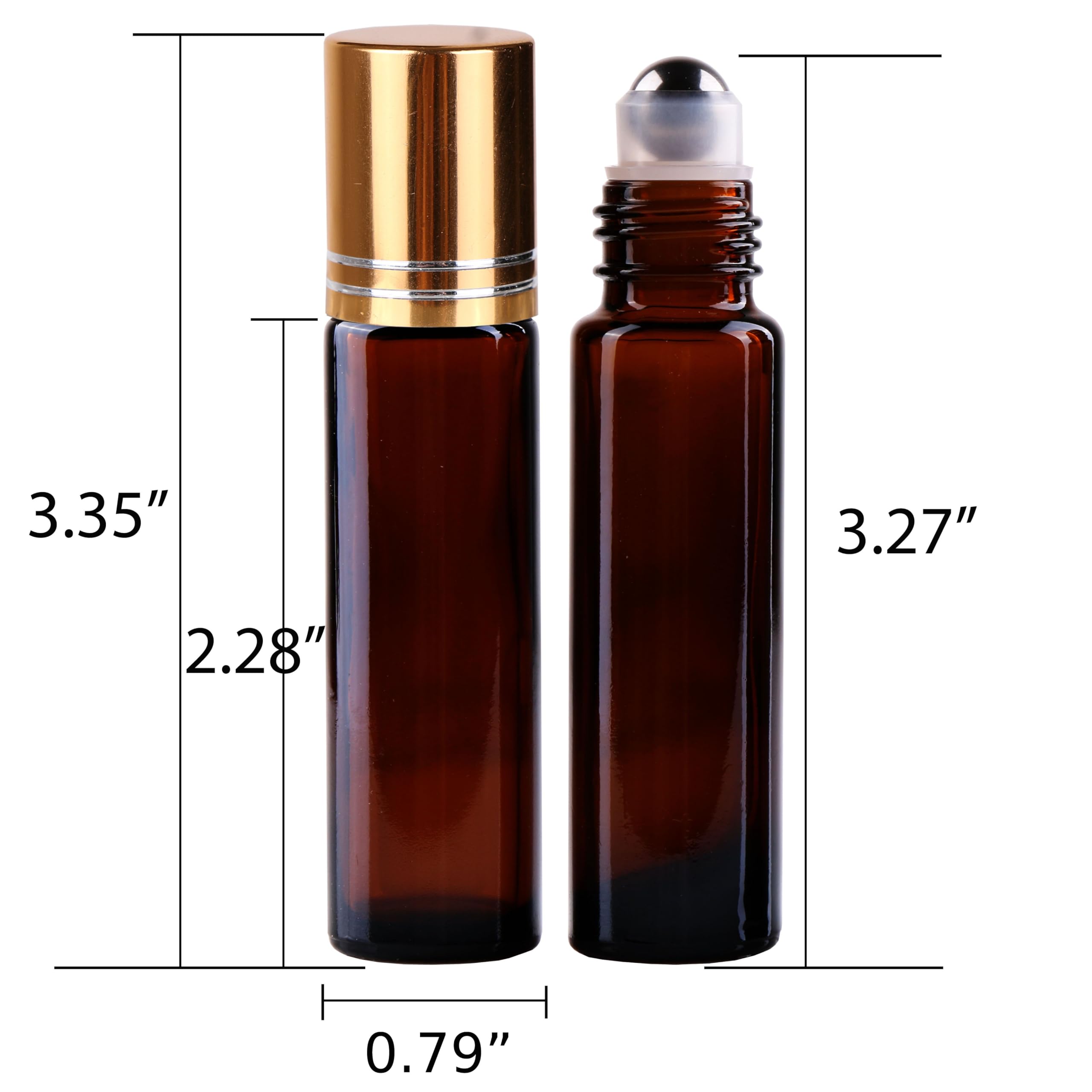 24 Pack 10ml Amber Glass Roller Bottles for Essential Oils - Aromatherapy Roll On Bottles with Stainless Steel Balls & Metal Caps | Perfect for DIY Blends, Travel & Gift Giving