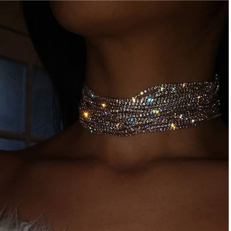 2025 Luxury Multi-Layer Diamond Necklace for Women - Dazzling Light Flash Diamond Neck Chain, Gorgeous Rhinestone Collarbone Jewelry - Perfect for Evening Parties, Weddings & Special Occasions