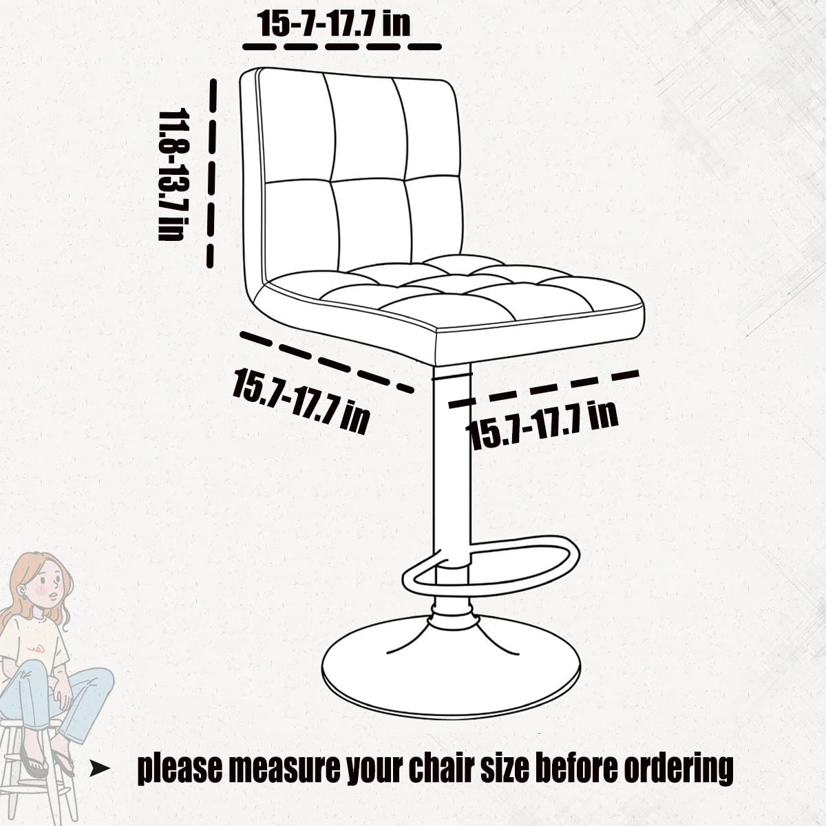 Stretch Slipcover Chair Protectors for Short Back Chairs & Bar Stools - Elastic Furniture Covers (Set of 26) - Perfect for Dining Room, Kitchen, Office & Home Decor