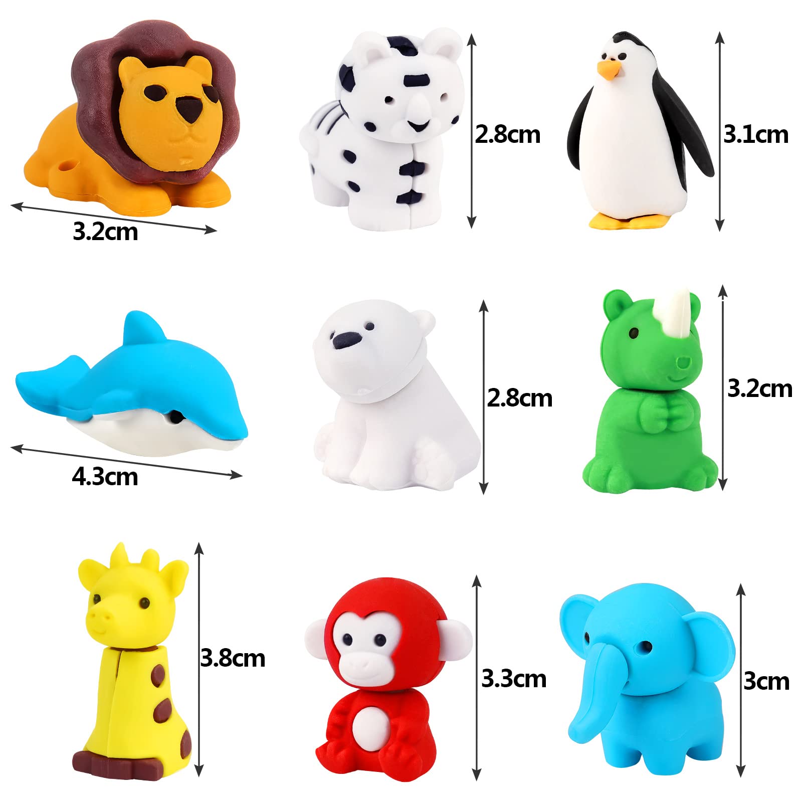24 Pcs Cute Animal Puzzle Erasers for Kids - Bulk Classroom Supplies, Fun Pencil Toppers & Student Rewards - Perfect for School, Art Projects & Party Favors