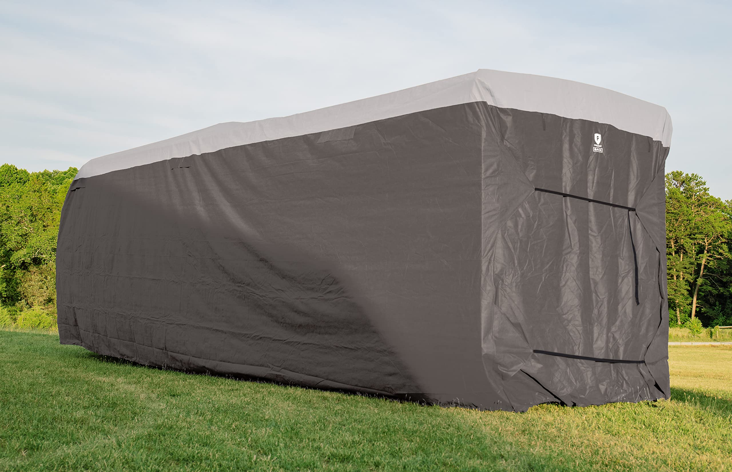 Camco ULTRAGuard 30-32-Foot RV Cover for Travel Trailers & Class C Motorhomes | Zippered Entry Doors & Ventilated Design | Durable Spunbond Polypropylene Material | Includes Storage Bag | Perfect for Winter Storage & Outdoor Protection