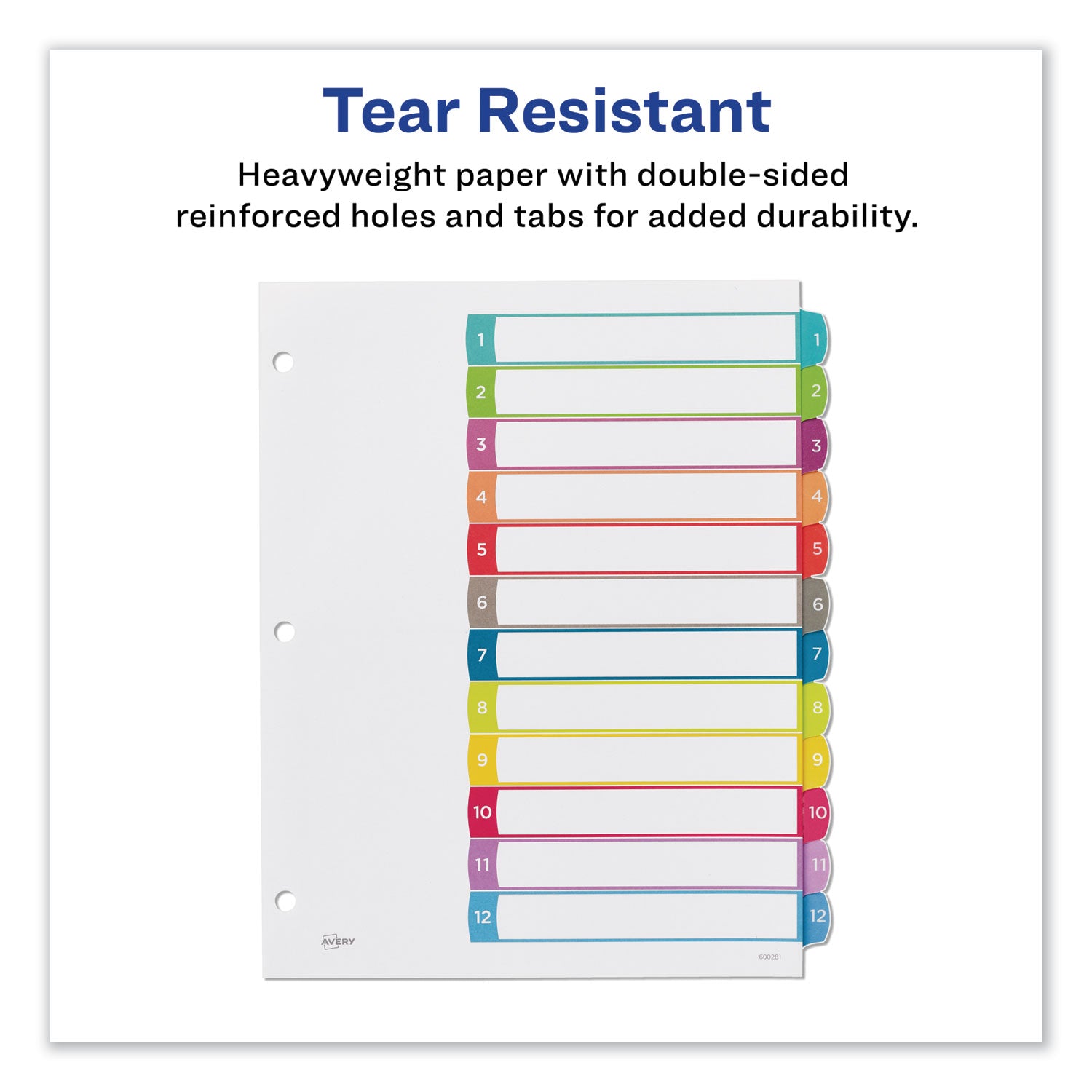 Avery Customizable TOC Ready Index Multicolor Tab Dividers - 12 Tabs (1-12), 11