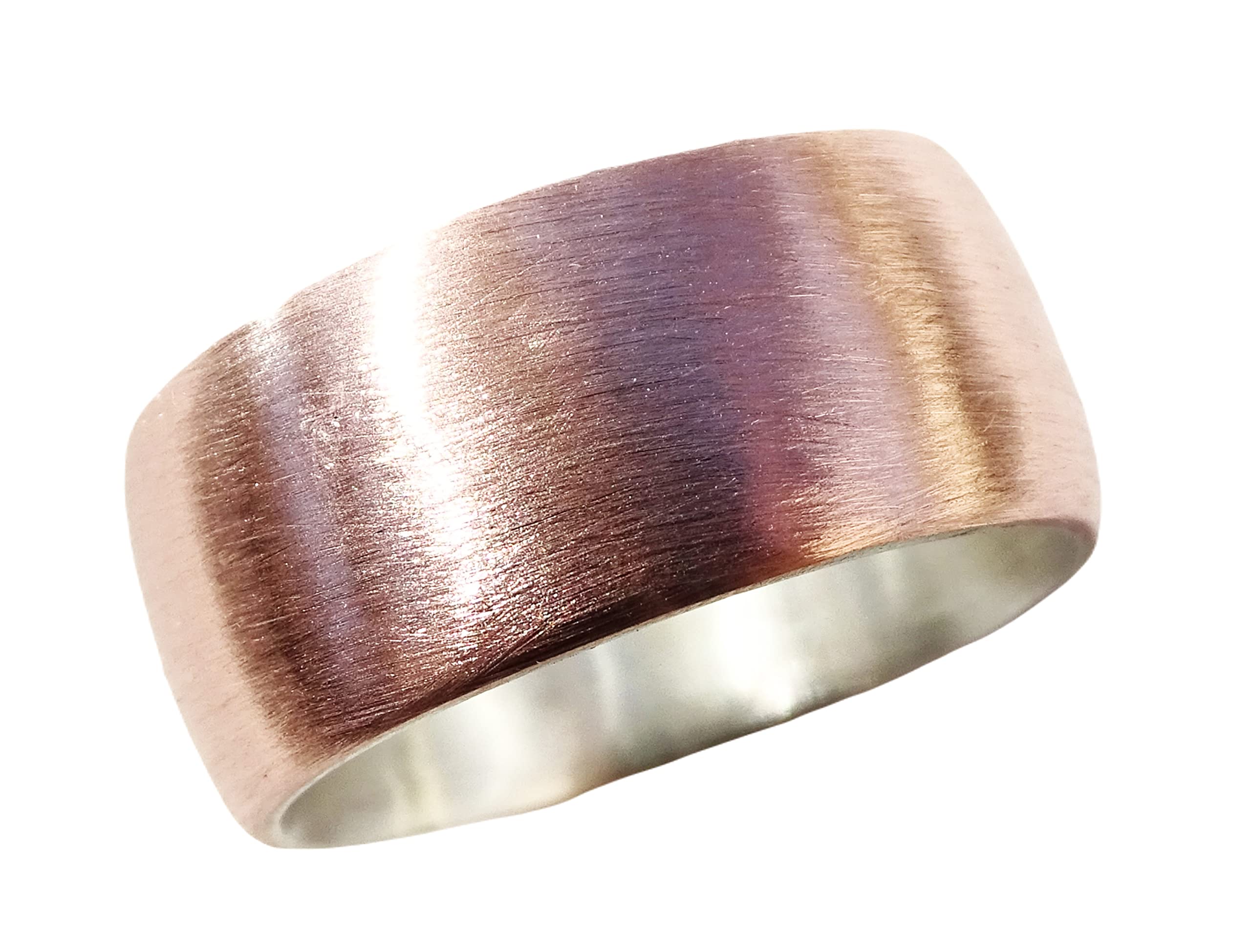 Handmade Domed Copper Wedding Ring for Men - Personalized Engraved Mixed Metal Ring (Copper & Silver) - Unique Alternative Wedding Band & Anniversary Gift - Perfect for Engagements, Weddings & Special Occasions