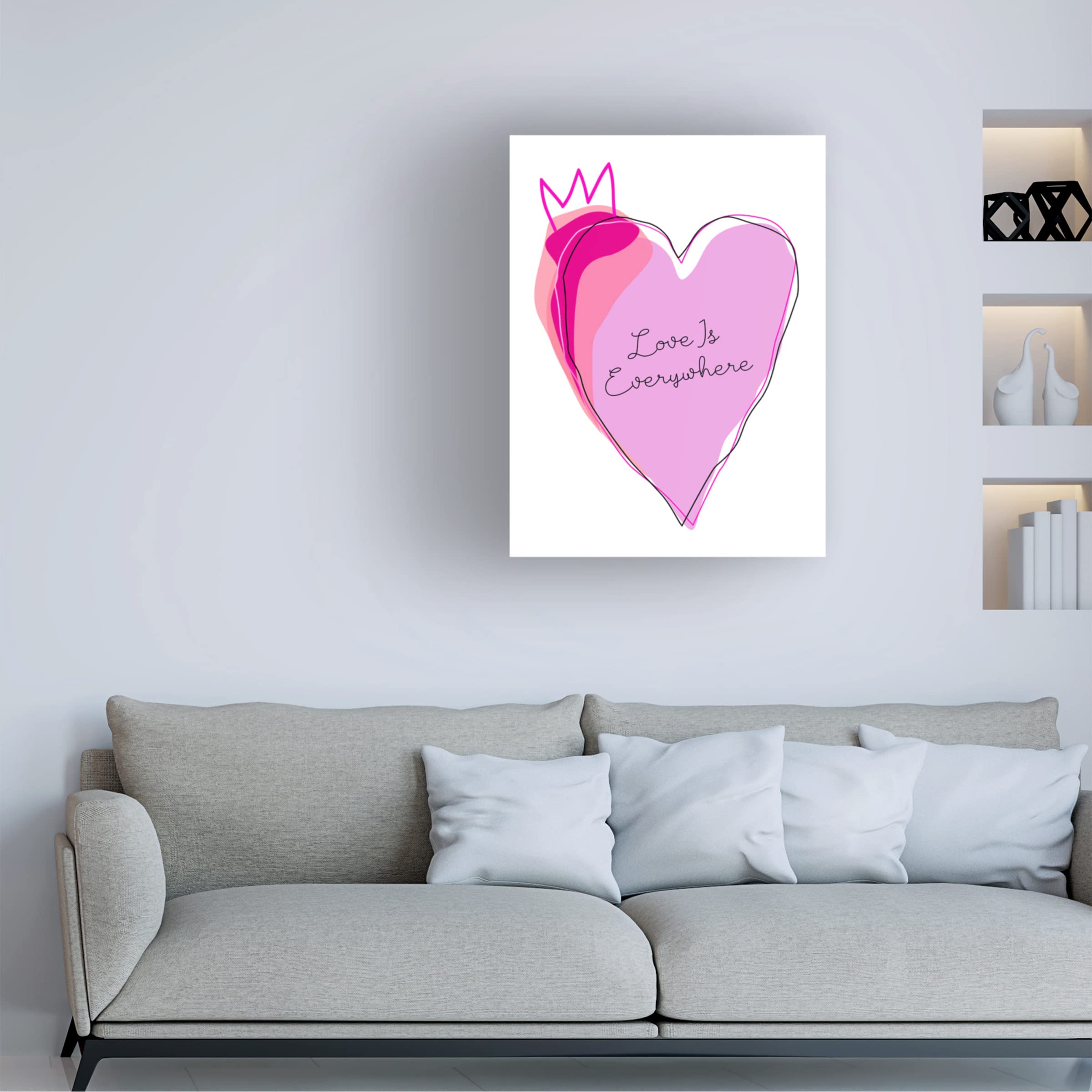 Trademark Fine Art 'Love is Everywhere' Canvas Wall Art by Ayse - Romantic Home Decor for Living Room, Bedroom & Office