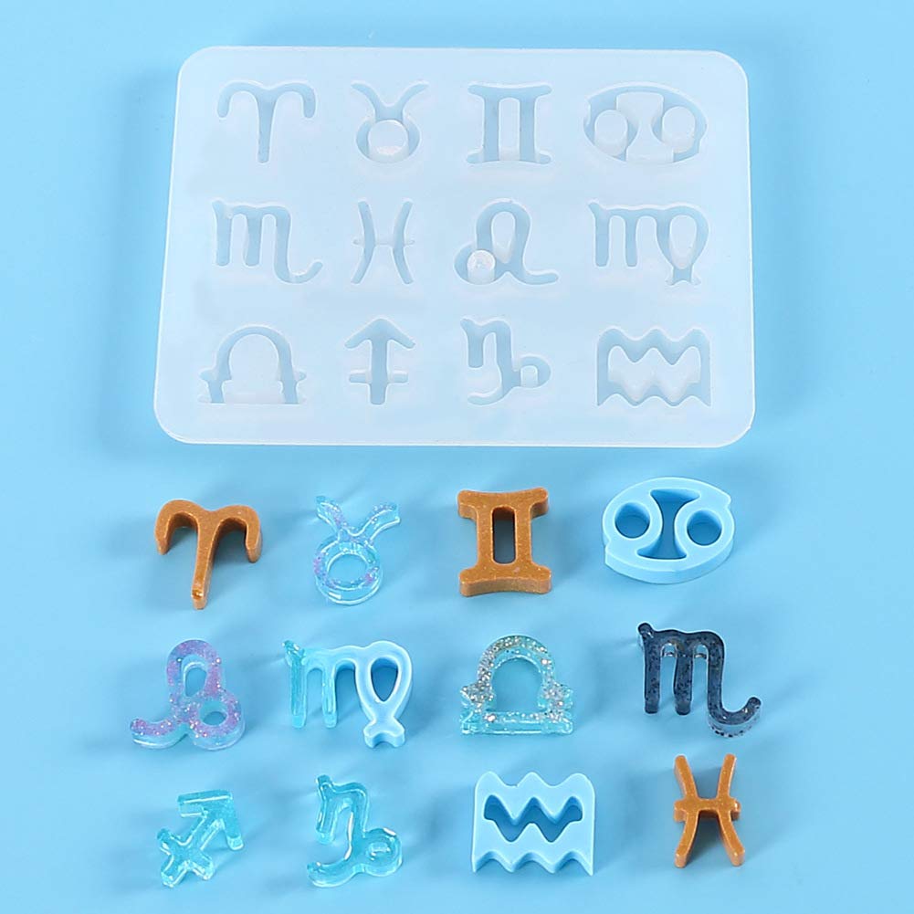 Craftdady 5-Piece Zodiac Sign Silicone Molds Set for Resin Jewelry Making - DIY Epoxy Resin Molds for Earrings, Pendants & Charms (12 Constellation Designs) - Perfect for UV Resin Casting, DIY Crafts & Unique Handmade Gifts