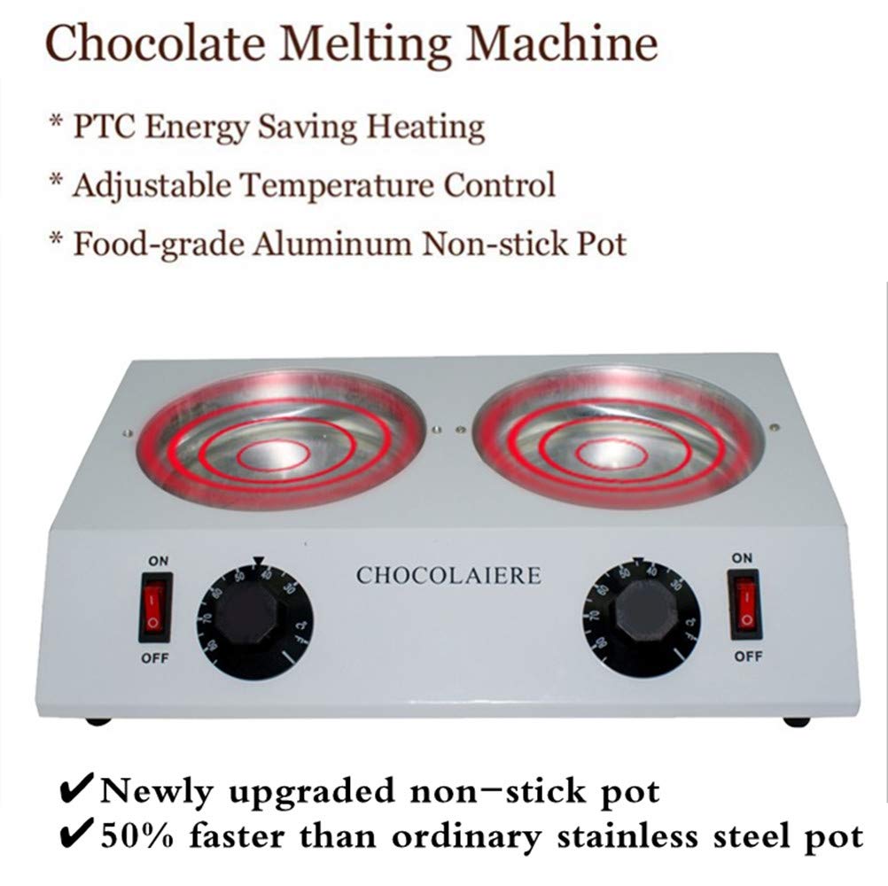 Electric Chocolate Melting Pot - 80W Stainless Steel Double Boiler for Tempering Chocolate, Butter, Cream (4.4lbs Capacity, 30~85°C) - Perfect for DIY Candy Making, Soap & Candle Crafting (110V)