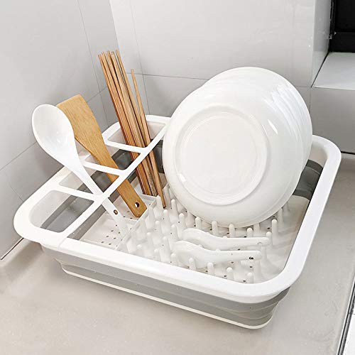 Arinda Collapsible Dish Drying Rack - Space Saving Kitchen Counter Organizer, Portable Dish Drainer for Plates, Bowls & Utensils - Perfect for Small Kitchens, Camping & RV Use