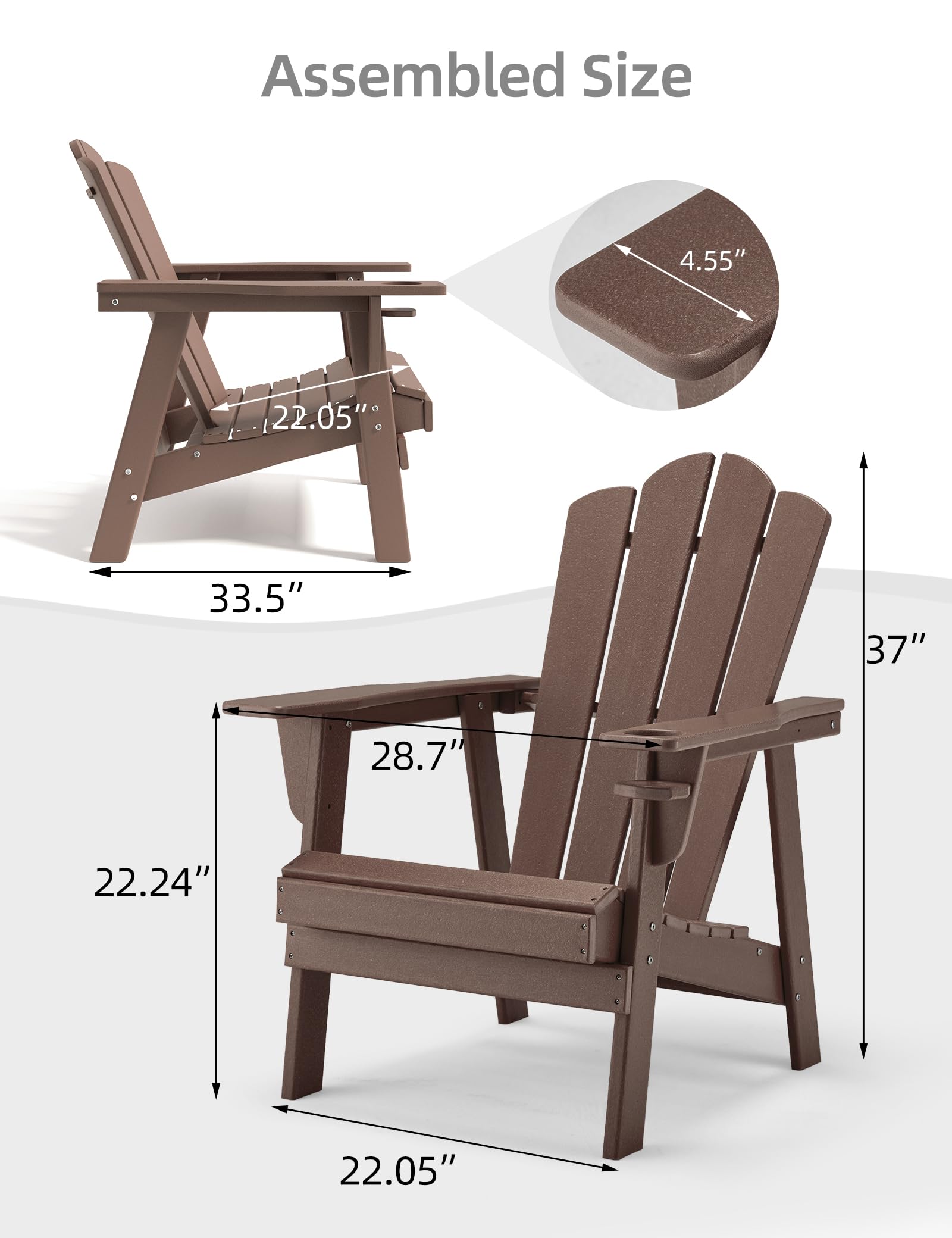 Premium Adirondack Chair - Heavy Duty HDPE Poly Lumber All-Weather Outdoor Chair for Patio, Deck, Garden, Backyard, Balcony | Oversized Comfort | Easy Assembly | Teak Finish | Perfect for Relaxing, Camping & Outdoor Lounging