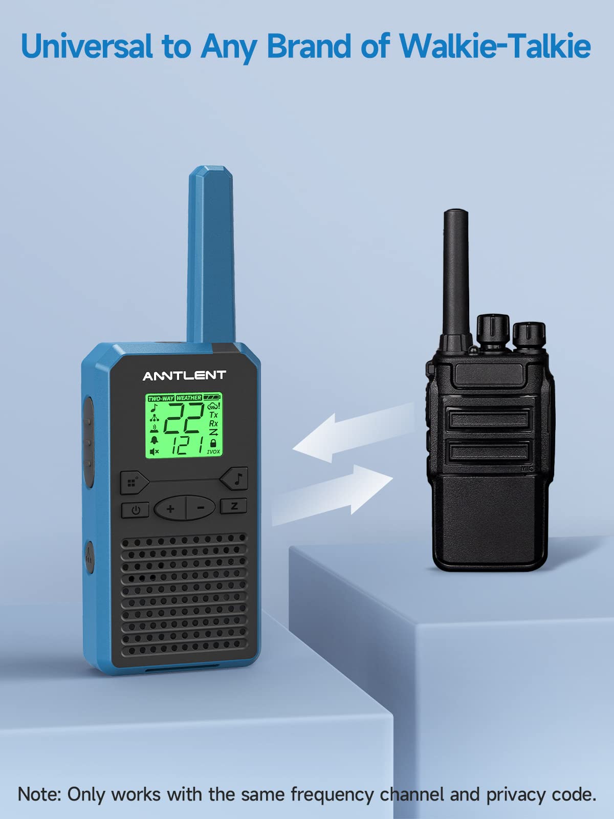 Rechargeable Long Range Walkie Talkies for Adults & Kids - 22 FRS Channels, 121 Privacy Codes, LCD Display, Headphone Jack & VOX - Perfect for Hiking, Camping, Road Trips & Outdoor Adventures (2 Pack)