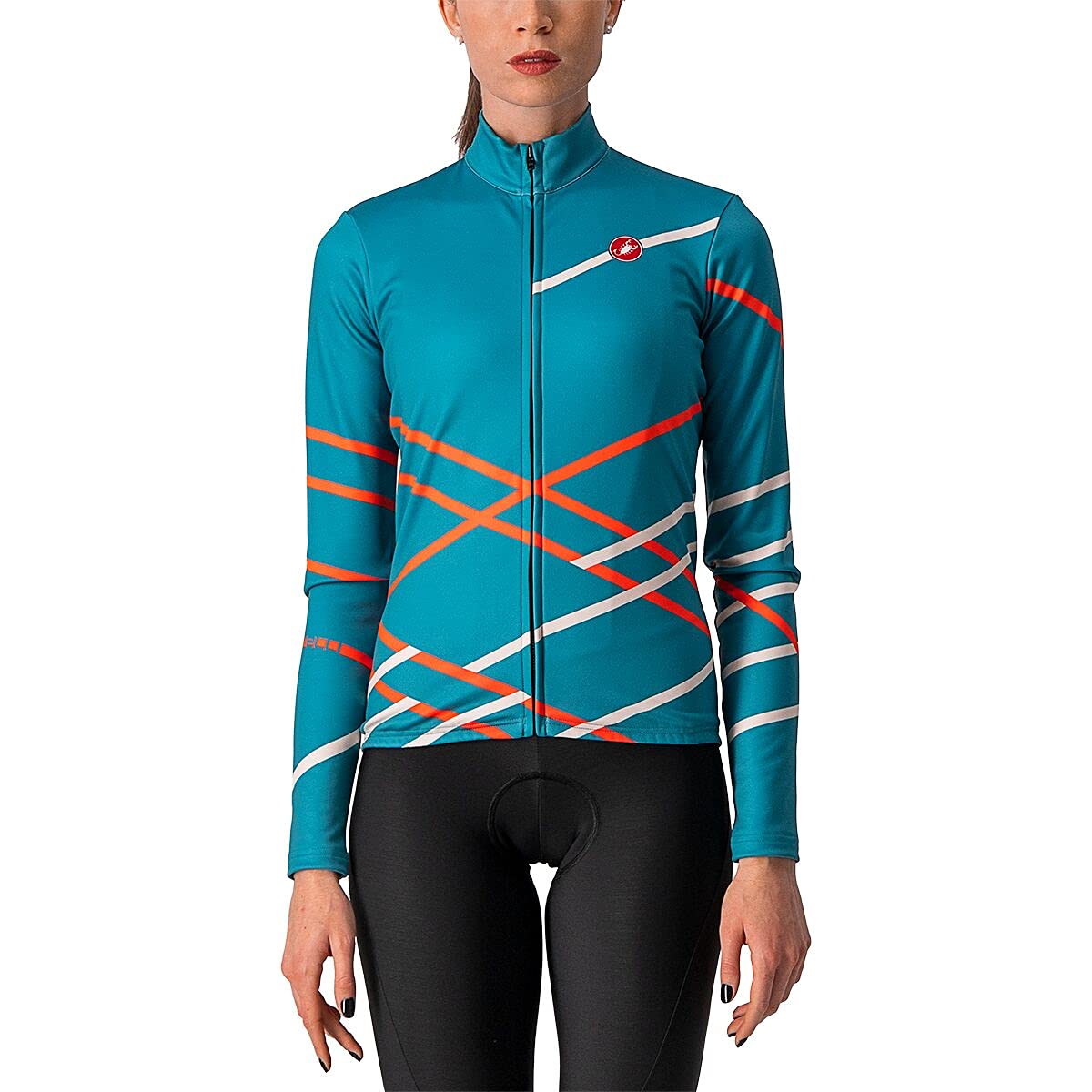 CASTELLI Women's Long Sleeve Diagonal Cycling Jersey - Breathable Performance Bike Shirt for Road & Mountain Biking | Perfect for Training & Outdoor Sports
