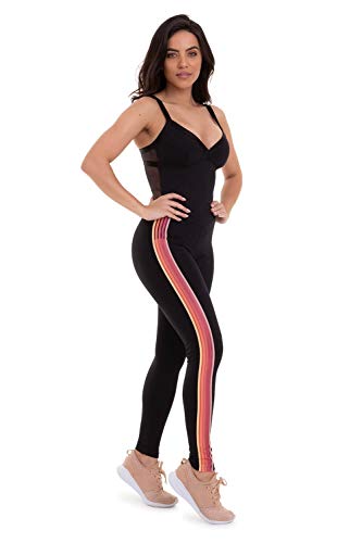 CAJUBRASIL Brazilian Workout Jumpsuit for Women - NZ Fancy One Piece Black Gym Wear for Dance, Yoga & Fitness Training