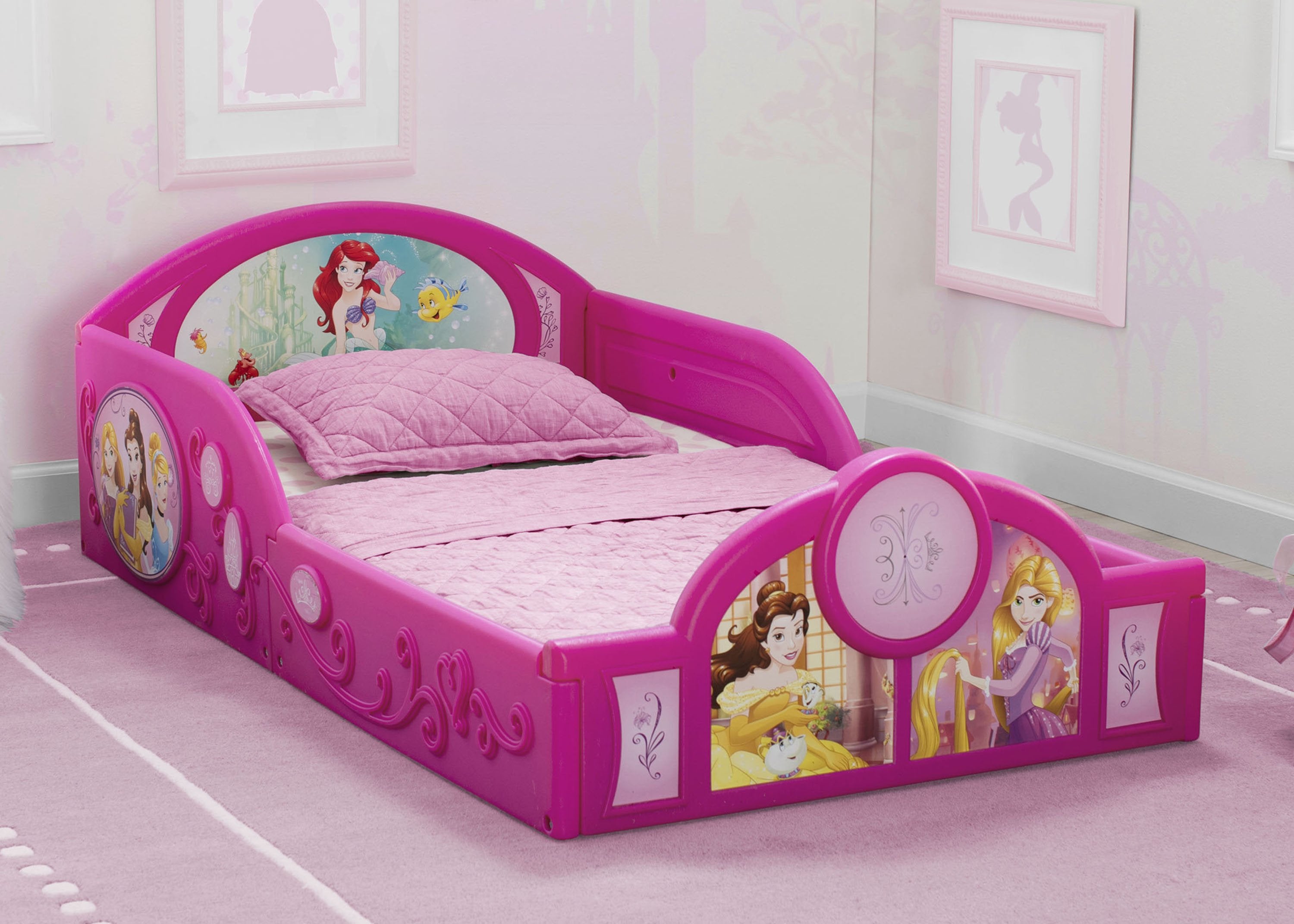 Princess Deluxe Toddler Bed with Safety Guardrails - Perfect for Girls' Bedroom Decor & Safe Sleeping
