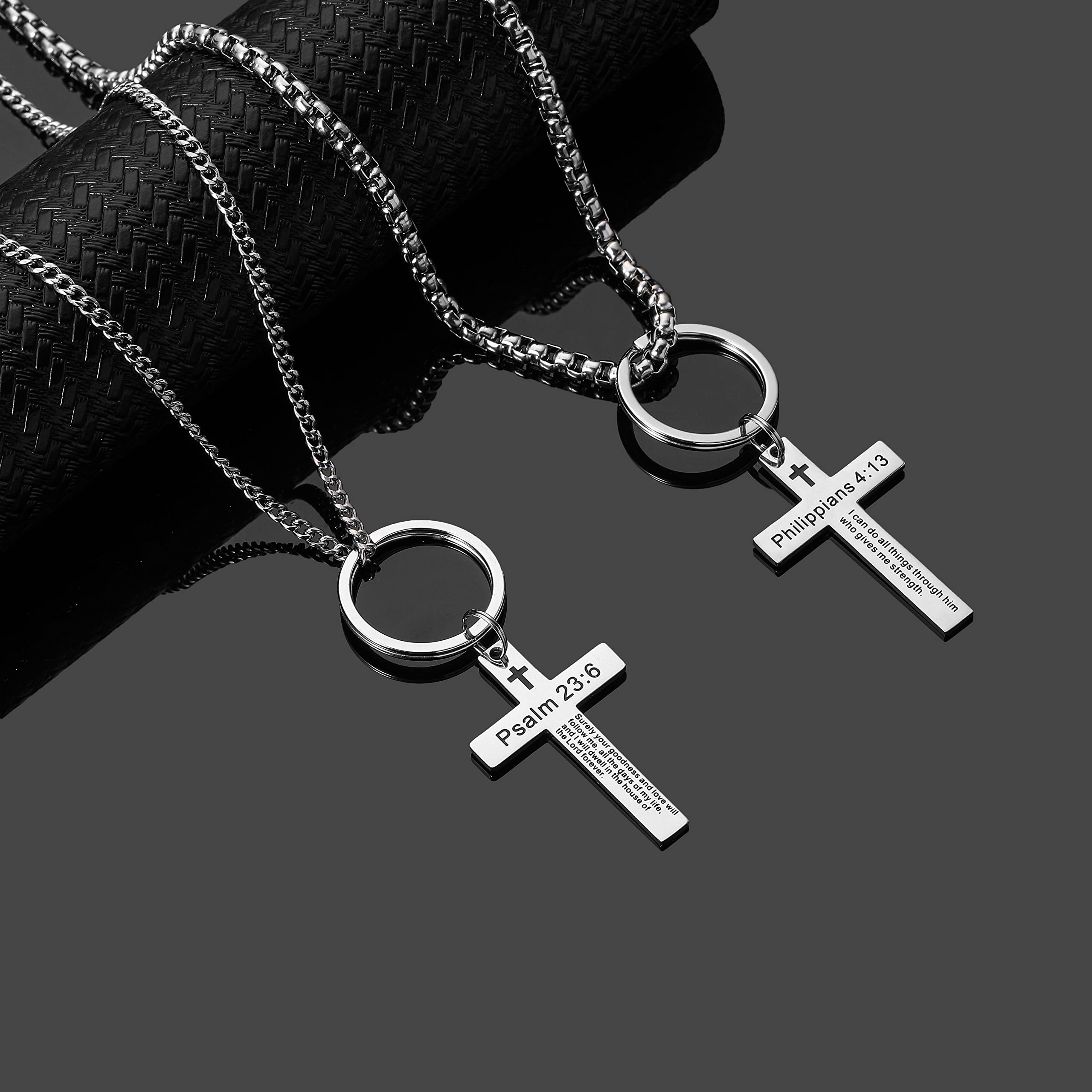 Religious Cross Keychain for Men - Christian Bible Verse Keychain with Scripture, Easter Basket Stuffer Gift - Perfect for Church Events, Baptism Gifts & Daily Faith Inspiration