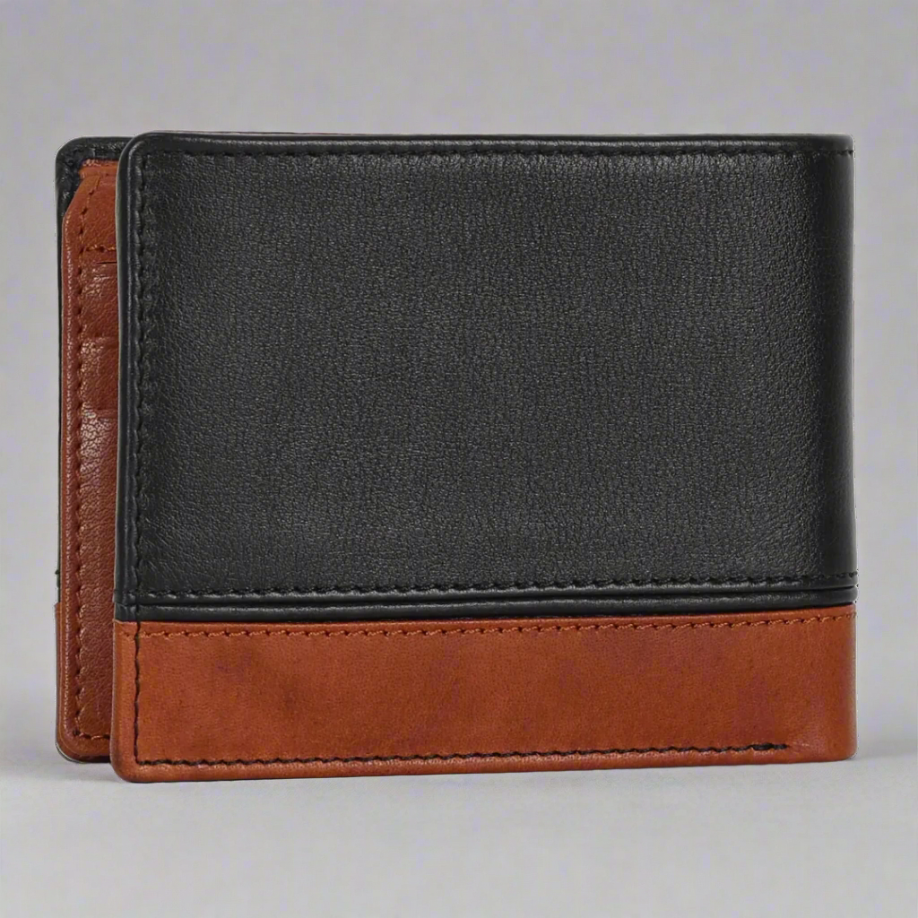 BOL Bi-Fold Wallet for Men - Genuine Leather RFID Blocking - Slim Minimalist Design - Black & Brown - Perfect for Everyday Carry & Travel