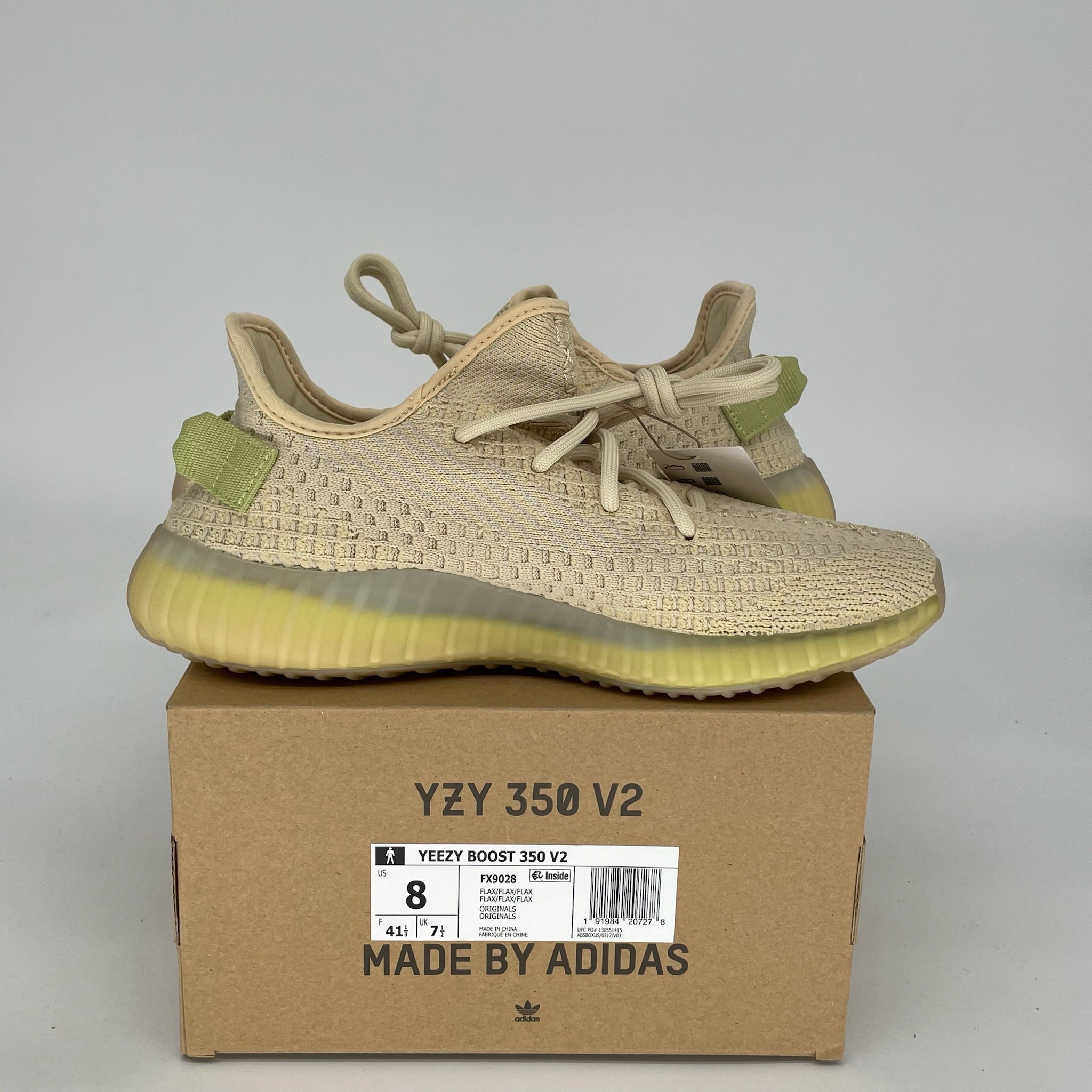 Adidas Yeezy Boost 350 V2 Flax - Men's Size 8 Sneakers FX9028 | Comfortable Running Shoes for Casual Wear & Gym Workouts