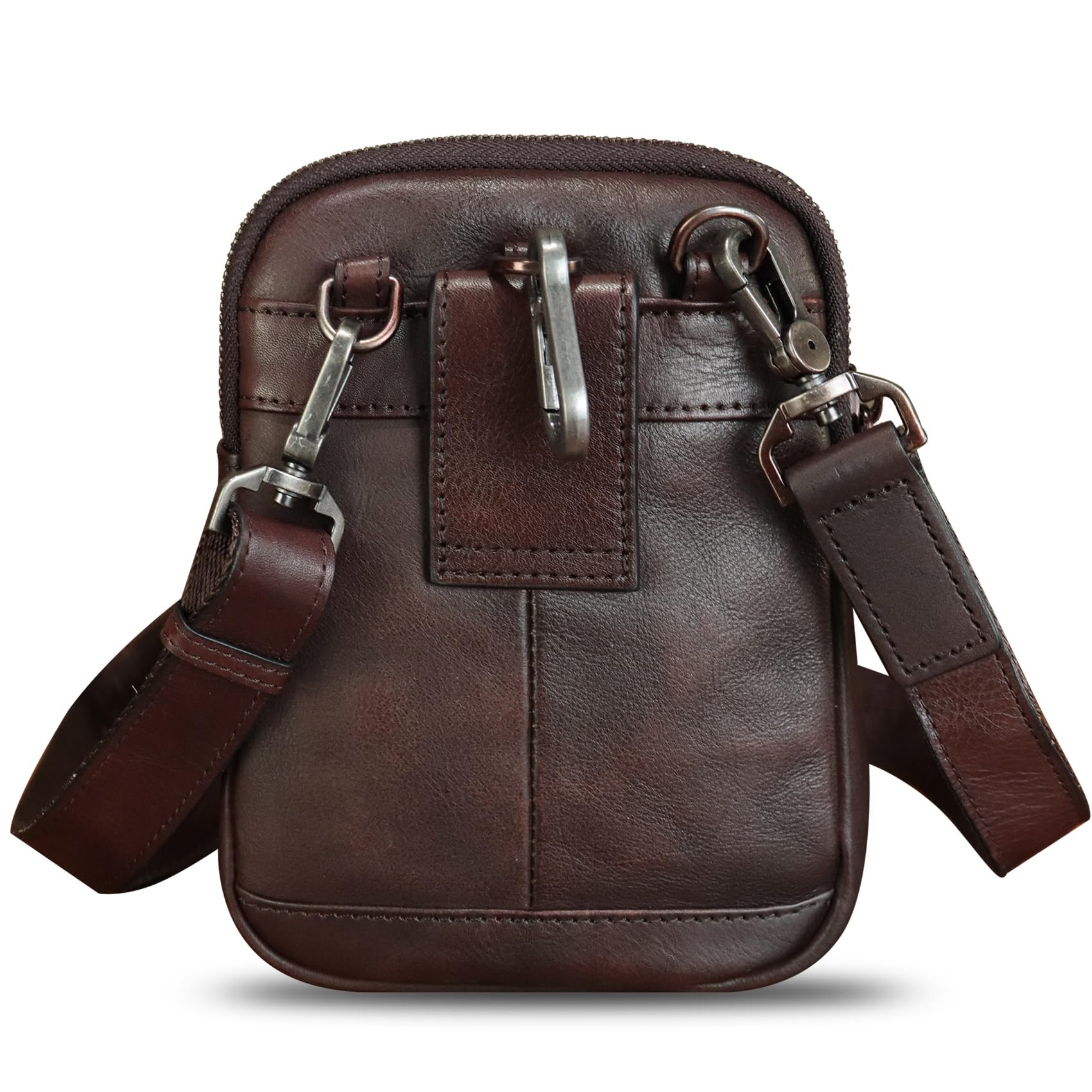 Genuine Leather Waist Bag for Men & Women - Adjustable Strap Fanny Pack, Crossbody Shoulder Bag with Phone Pocket (Coffee Brown) - Perfect for Travel, Hiking, Concerts & Everyday Use