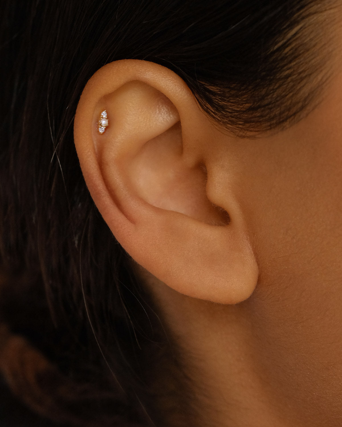 14K Solid Gold Diamond Angelic Cartilage Flatback Earrings - Elegant & Hypoallergenic Cartilage Piercing Jewelry for Women, Perfect for Everyday Wear & Special Occasions