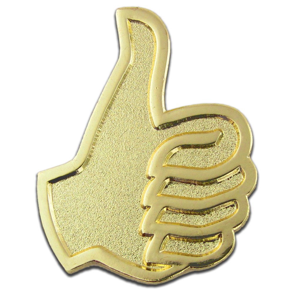 PinMart Gold Plated Thumbs Up Lapel Pin - Job Well Done & Good Work Award - Perfect for Employee Recognition, Work Anniversaries & Motivational Gifts