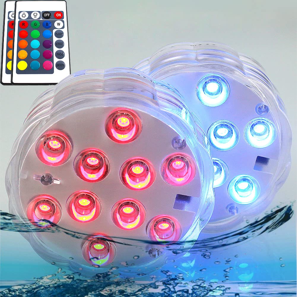 Submersible LED Lights for Vases - Battery Operated Color Changing Waterproof Tea Lights with Remote Control (2.8 Inch, 2 Pack) | Perfect for Weddings, Centerpieces, Home Decor & Party Lighting