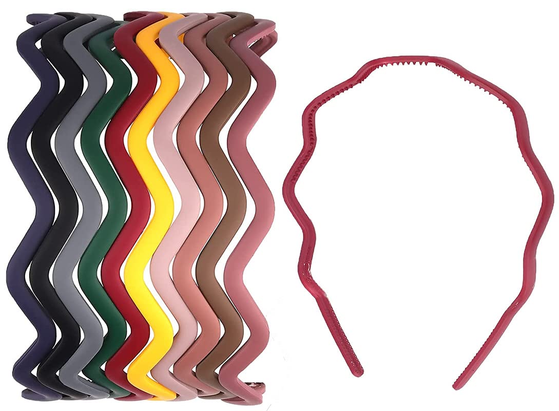 Belicia 6-Pack Matte Plastic Headbands for Women & Girls - Thin Skinny Non-Slip Hair Bands in Solid Colors - Perfect for Work, School, Gym & Everyday Styling