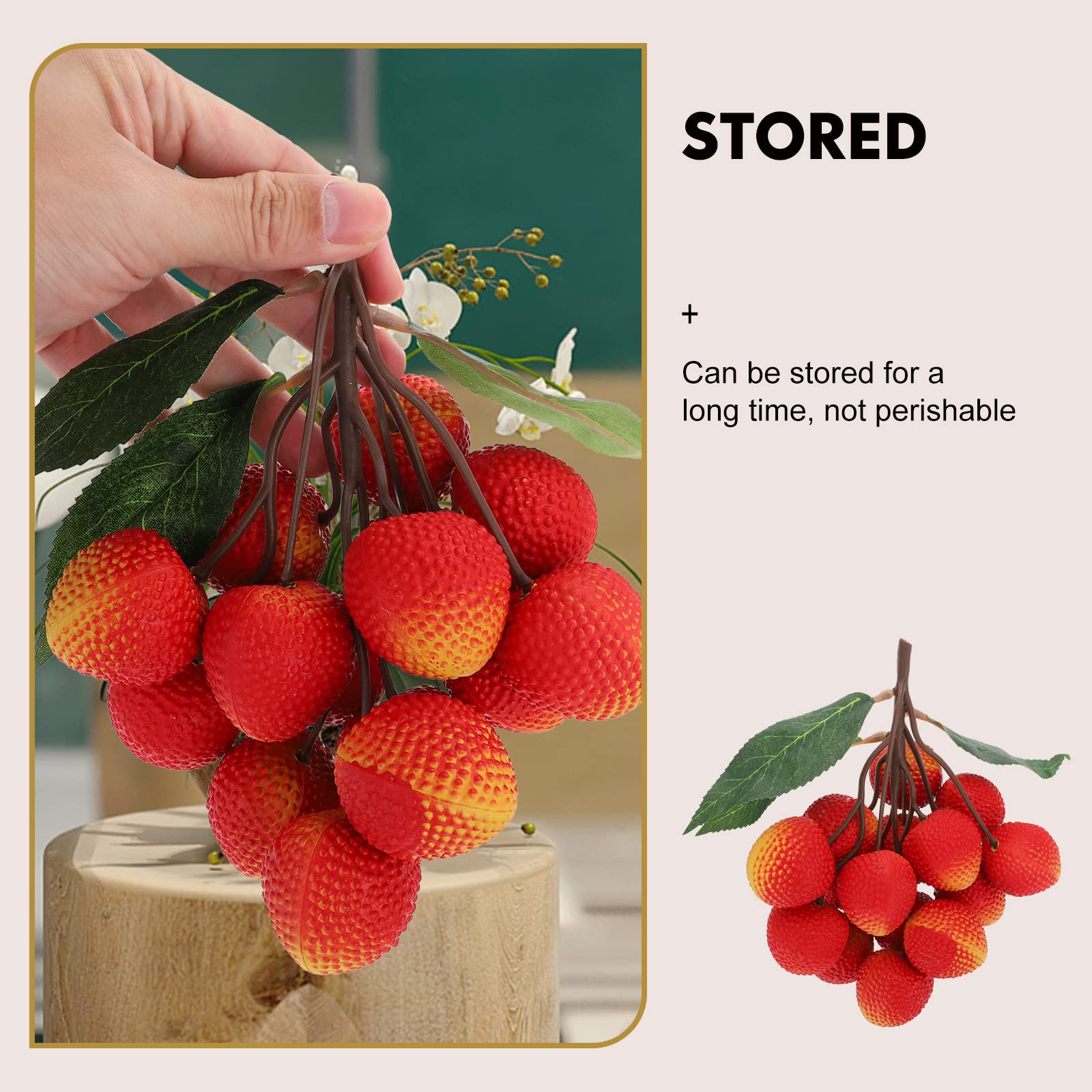 LUOZZY Artificial Lychee Fruit - Realistic Fake Plastic Litchi Decor for Home Display, Table Centerpiece, Wedding Decorations, and Photography Props