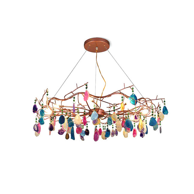 Luxury Agate Crystal Chandelier - Handcrafted Modern Ceiling Light Fixture for Dining Room, Living Room, Foyer | Elegant Home Decor Lighting for Luxury Villas & Mansions