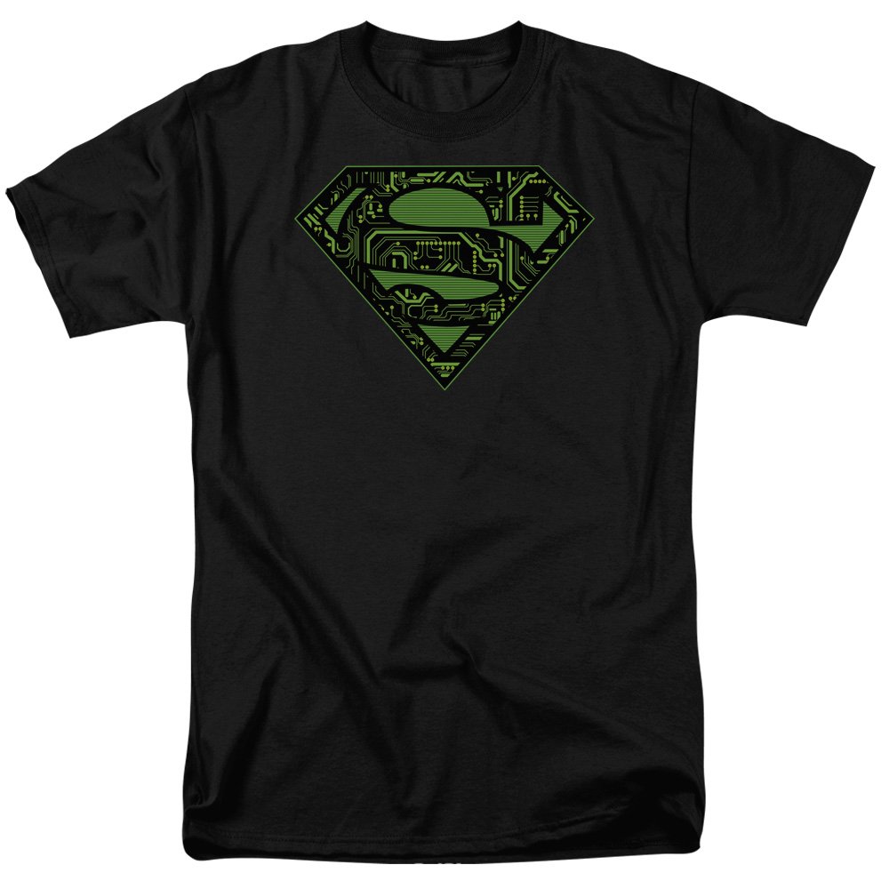 Superman Circuits Shield Graphic T-Shirt for Men - Size XXL - Comfortable Cotton Tee for Casual Wear, Cosplay & Superhero Fans