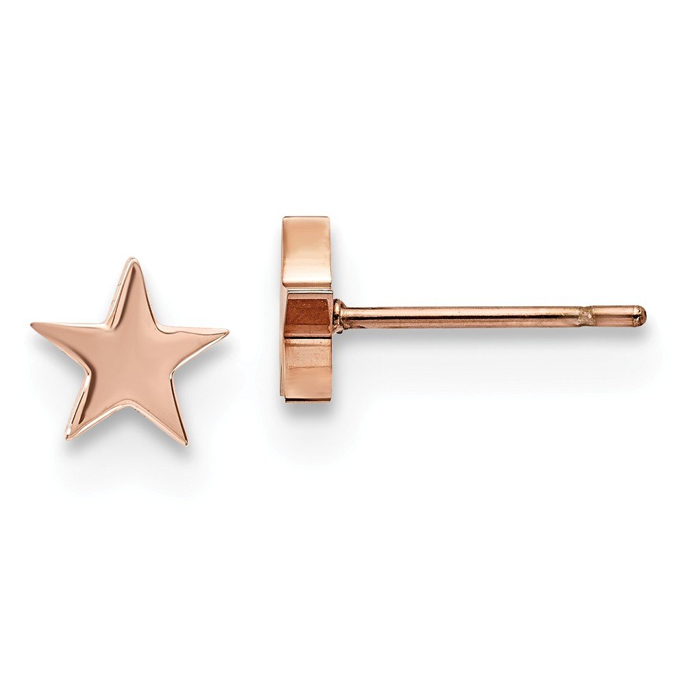 Stainless Steel Polished Rose Gold IP-Plated Star Stud Earrings for Women - Perfect for Everyday Wear, Parties & Gifts