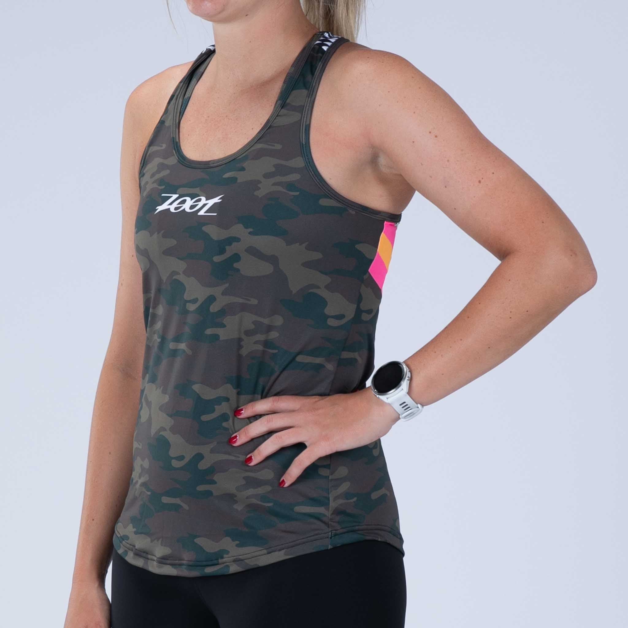 Women's Running Singlet - Lightweight & Breathable Cali Camo Print for Active Lifestyles | Perfect for Jogging, Gym Workouts & Outdoor Sports