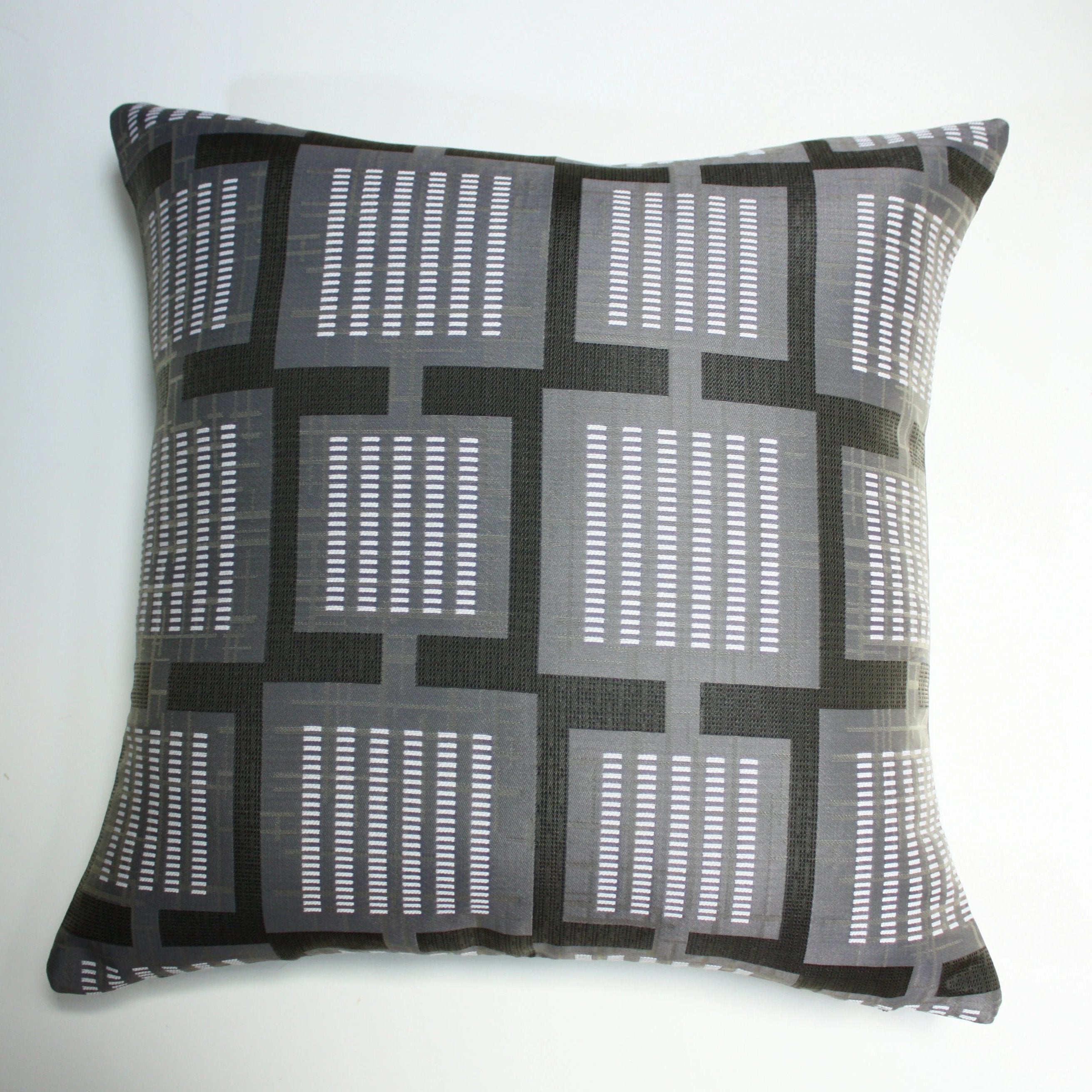 Designtex Urban Grid Coal Pillow - Modern Decorative Throw Pillow for Sofa, Bed & Living Room - Soft & Stylish Home Accent