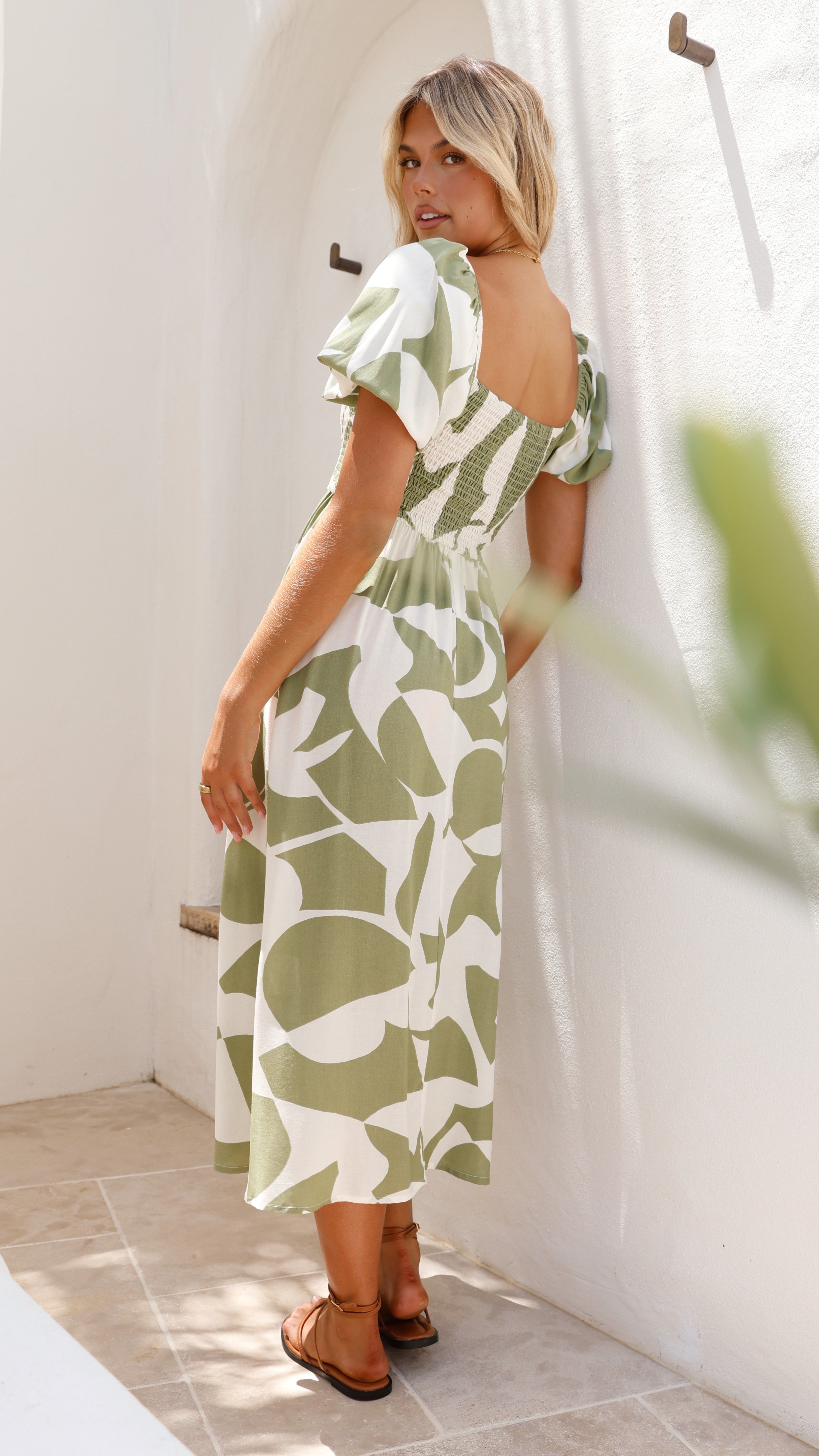 Ilene Midi Dress - Sage Print Floral Summer Dress for Women | Casual & Party Wear | Perfect for Beach, Vacation and Date Nights