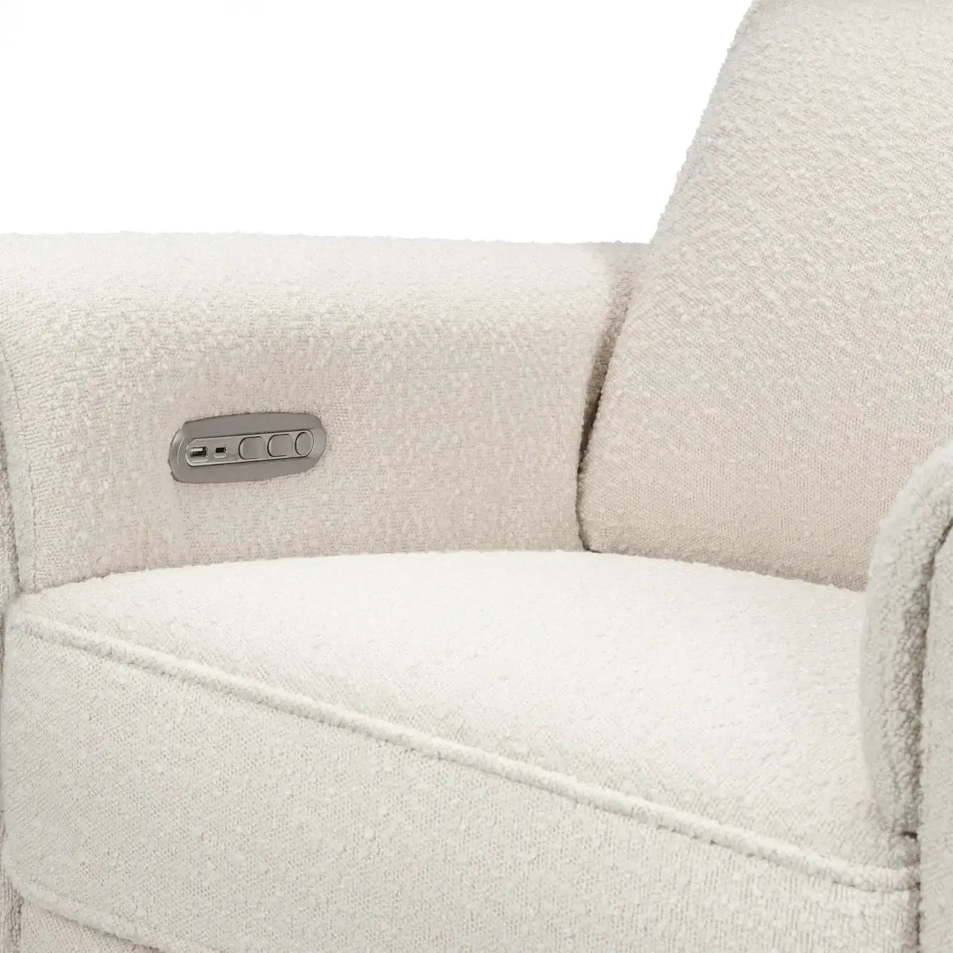 Monogram by Namesake Willa Power Recliner with Adjustable Headrest - Ivory Boucle Fabric & Wood Base (Exclusive) - Perfect for Living Room, Home Theater & Relaxation