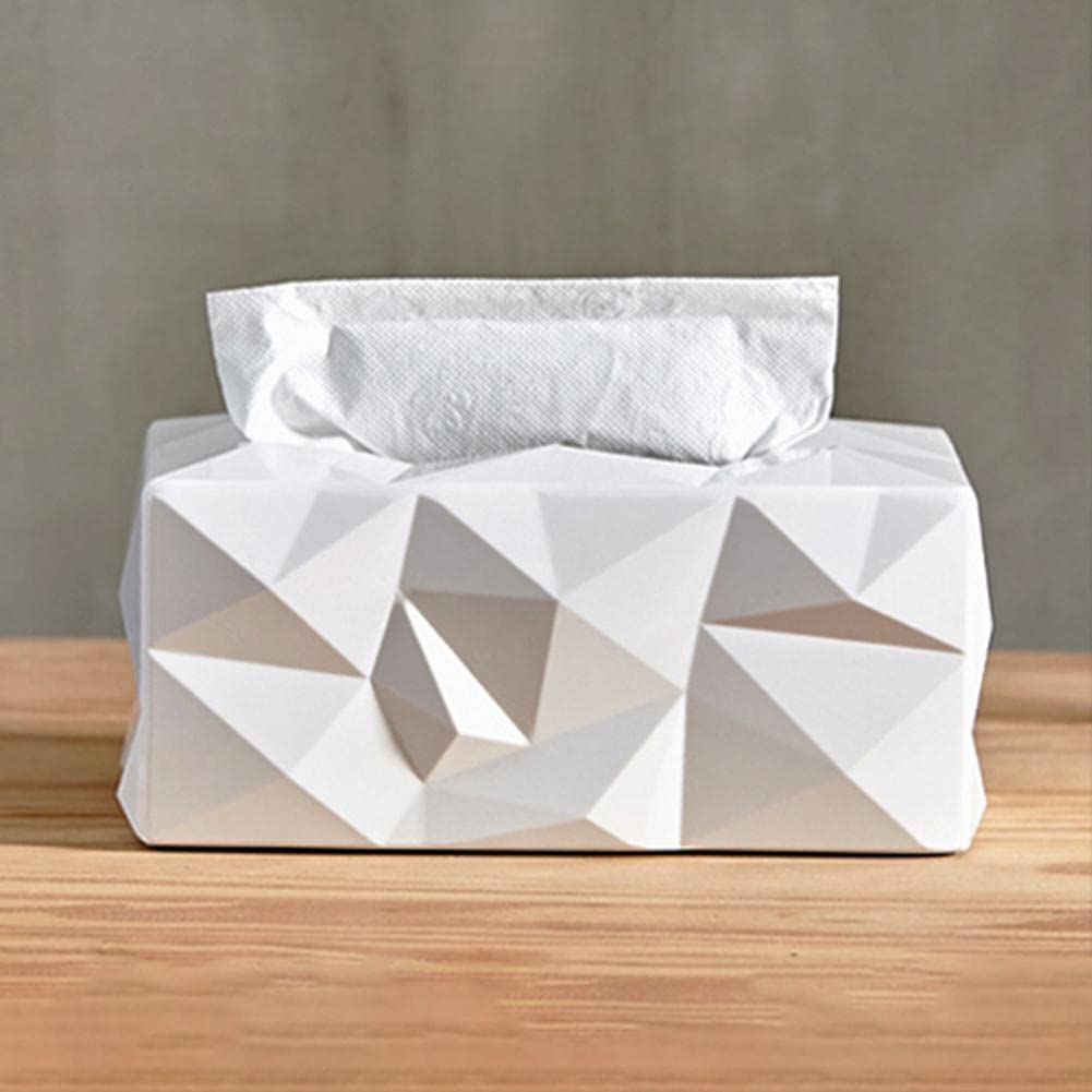 Nordic Style Waterproof Melamine Tissue Box Cover - Rectangle Desktop Storage Organizer for Home & Office | Durable & Wear-Resistant | White   Perfect for living rooms, bedrooms, offices and bathrooms - keeps tissues dry and adds stylish decor to any space.