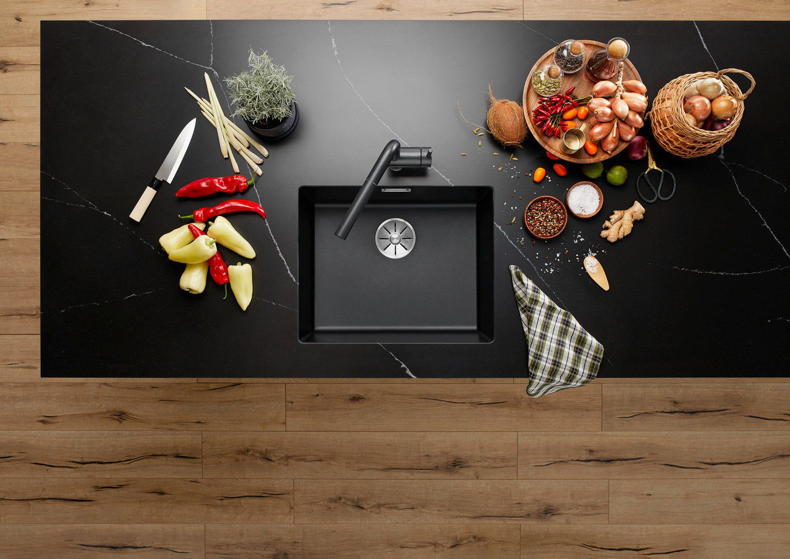 Premium Blanco Subline 500 Single Bowl Undermount Kitchen Sink - Black (SUBLINE500UBK5) for Modern Home & Restaurant Use