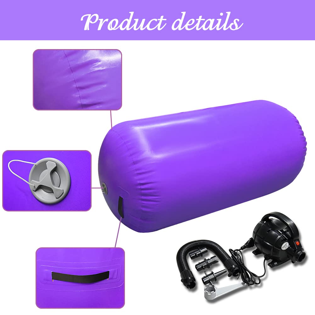 Inflatable Air Tumbling Mat with Electric Pump - Portable Gymnastics Barrel Roller for Home Gym, Cheerleading & Yoga Practice | Ideal for Kids Training, Fitness Exercises & Indoor Sports Activities