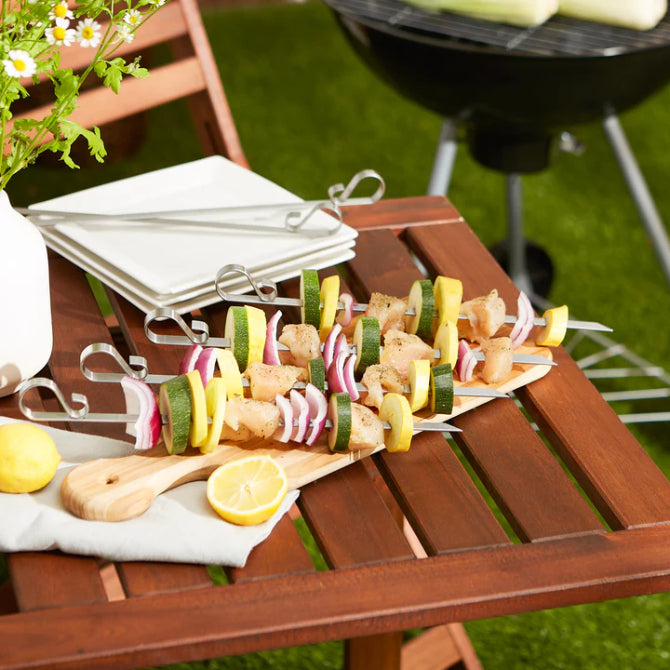 12.5 Inch Endurance Flat Skewer - Heavy Duty BBQ Grill Skewers for Shish Kabob, Meat, Vegetables - Perfect for Outdoor Cooking, Camping & Backyard Grilling