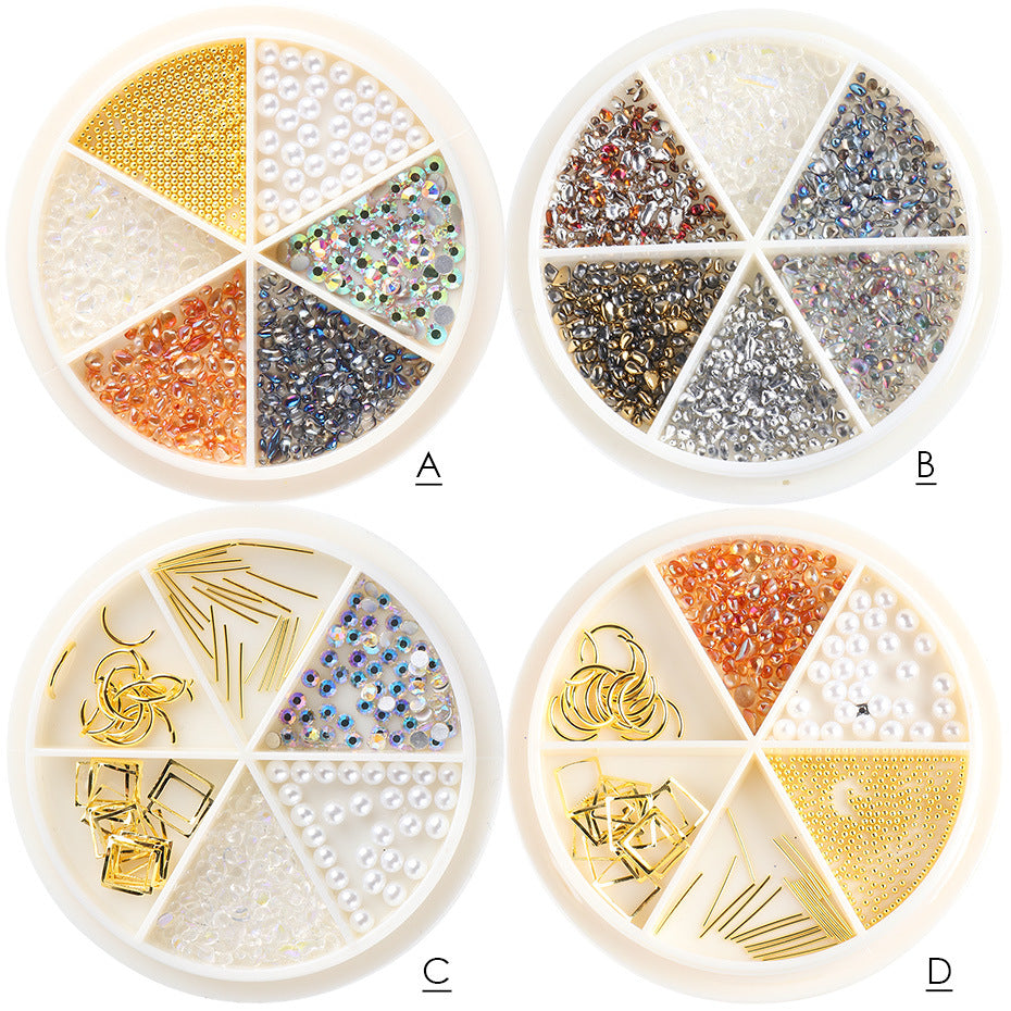 Rhinestone and Charm Nail Art Decoration Wheels for DIY Manicures - Perfect for Nail Salons, Home Nail Art, and Party Glam Looks