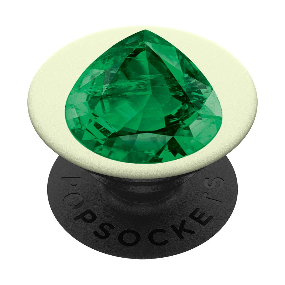 Green Diamond Jewel Print Bling Glass PopSocket PopGrip: Swappable Phone & Tablet Grip for Stylish Protection and Secure Handling