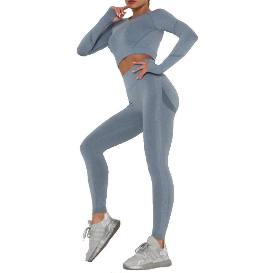 MANON ROSA Women's 2-Piece Workout Set - Yoga Pants & Crop Top Fitness Outfit for Gym, Running & Yoga | High-Waist Leggings & Breathable Sports Bra for Women's Activewear