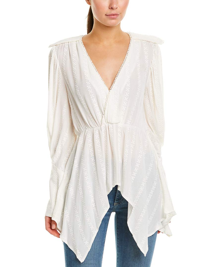 BCBGMAXAZRIA Women's Faux Wrap Handkerchief Hem Blouse - Elegant Casual & Office Wear Tops for Women